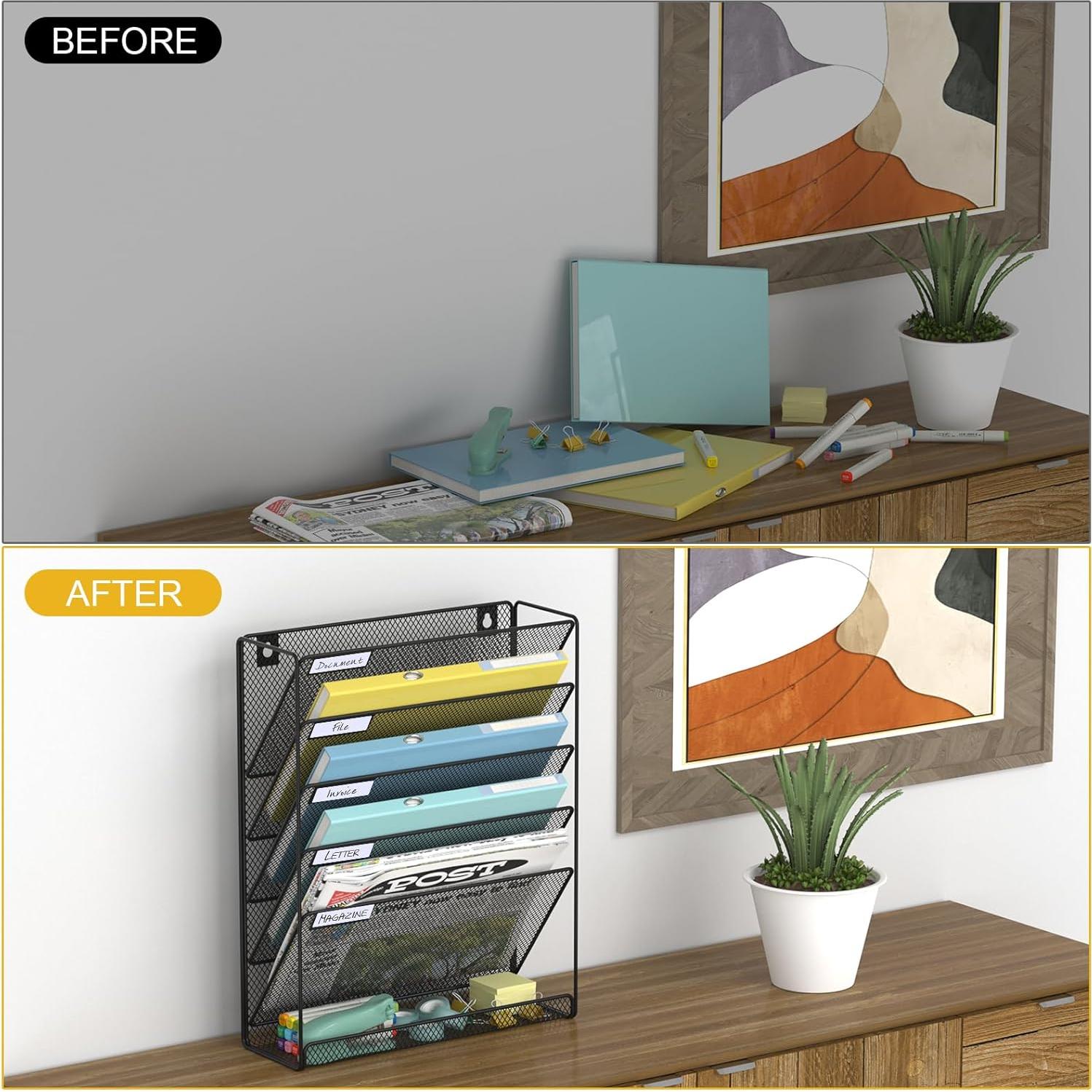 Organizador de Archivos Colgante BOHDK 6 Niveles Pared Negro