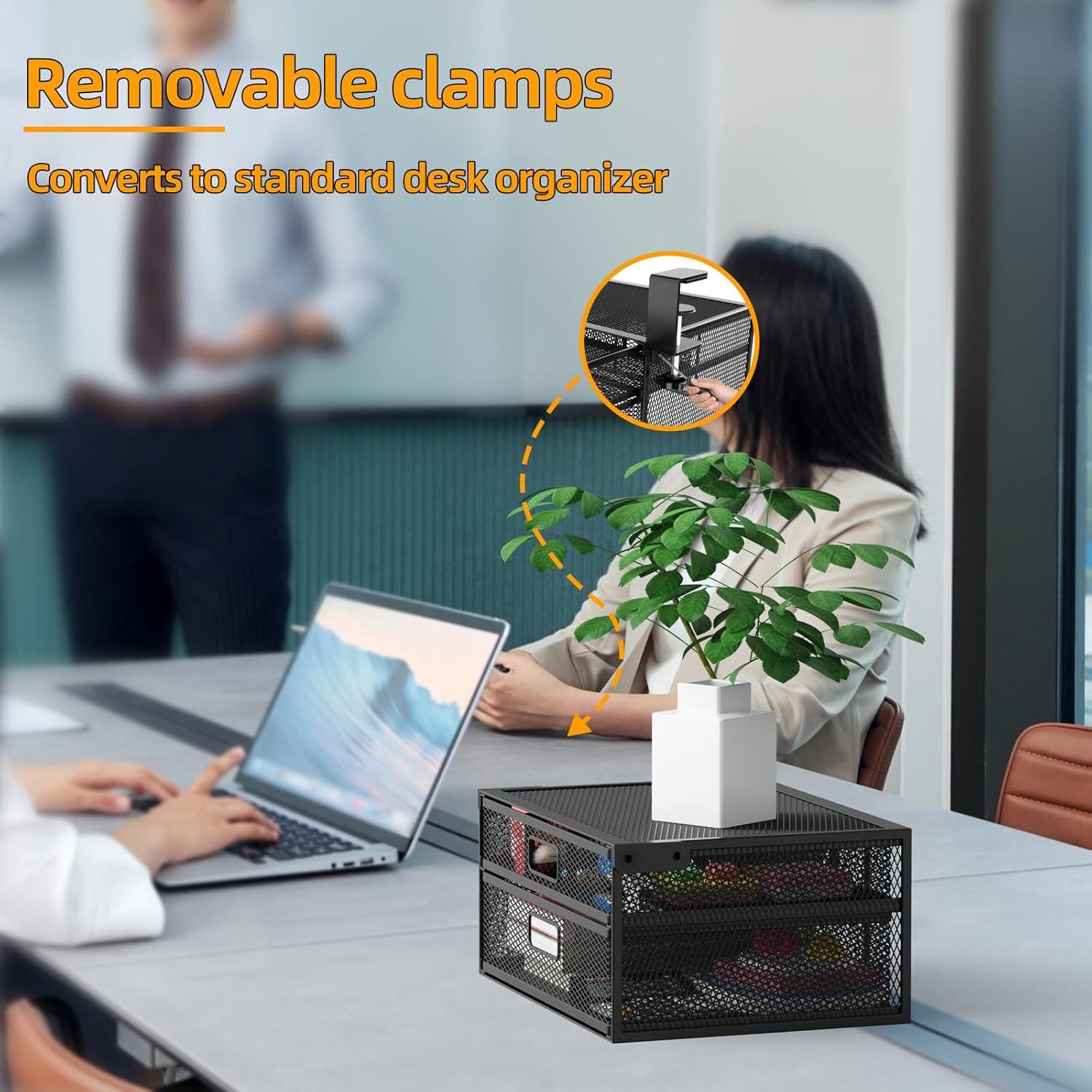 Organizador de Cajones Bajo Escritorio Cankm 2 Cajones Metal Negro