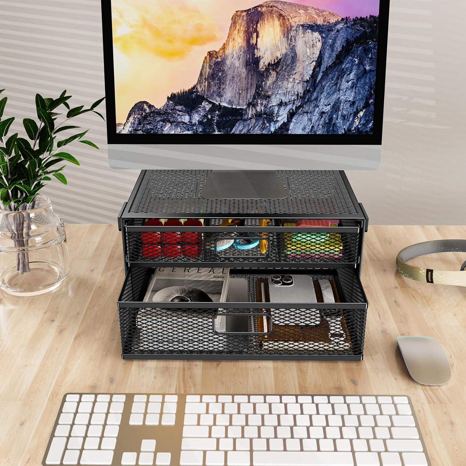 Organizador de Cajones Bajo Escritorio Cankm 2 Cajones Metal Negro