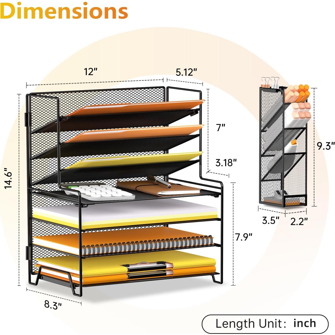 Organizador de Escritorio SUPEASY 7 Niveles Negro Metal