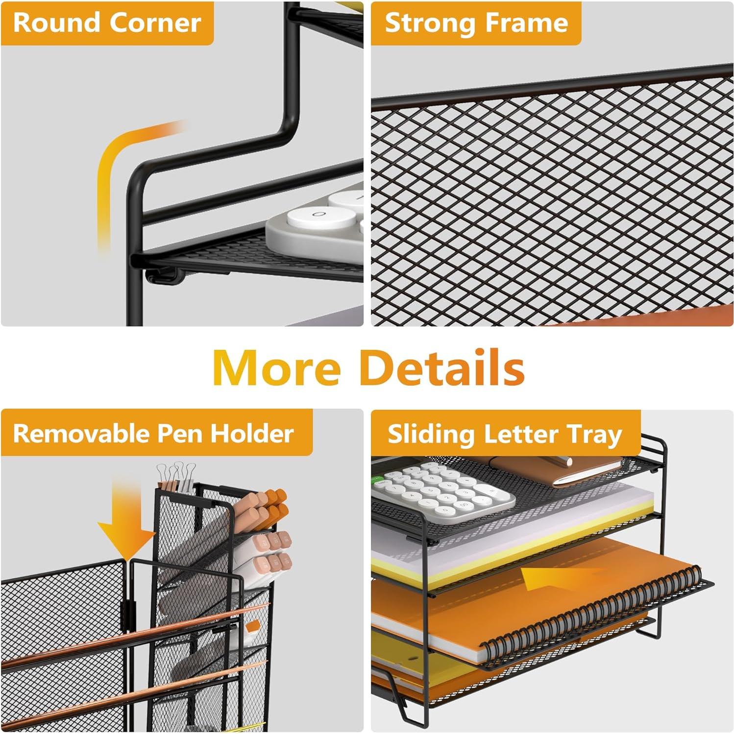 Organizador de Escritorio SUPEASY 7 Niveles Negro Metal