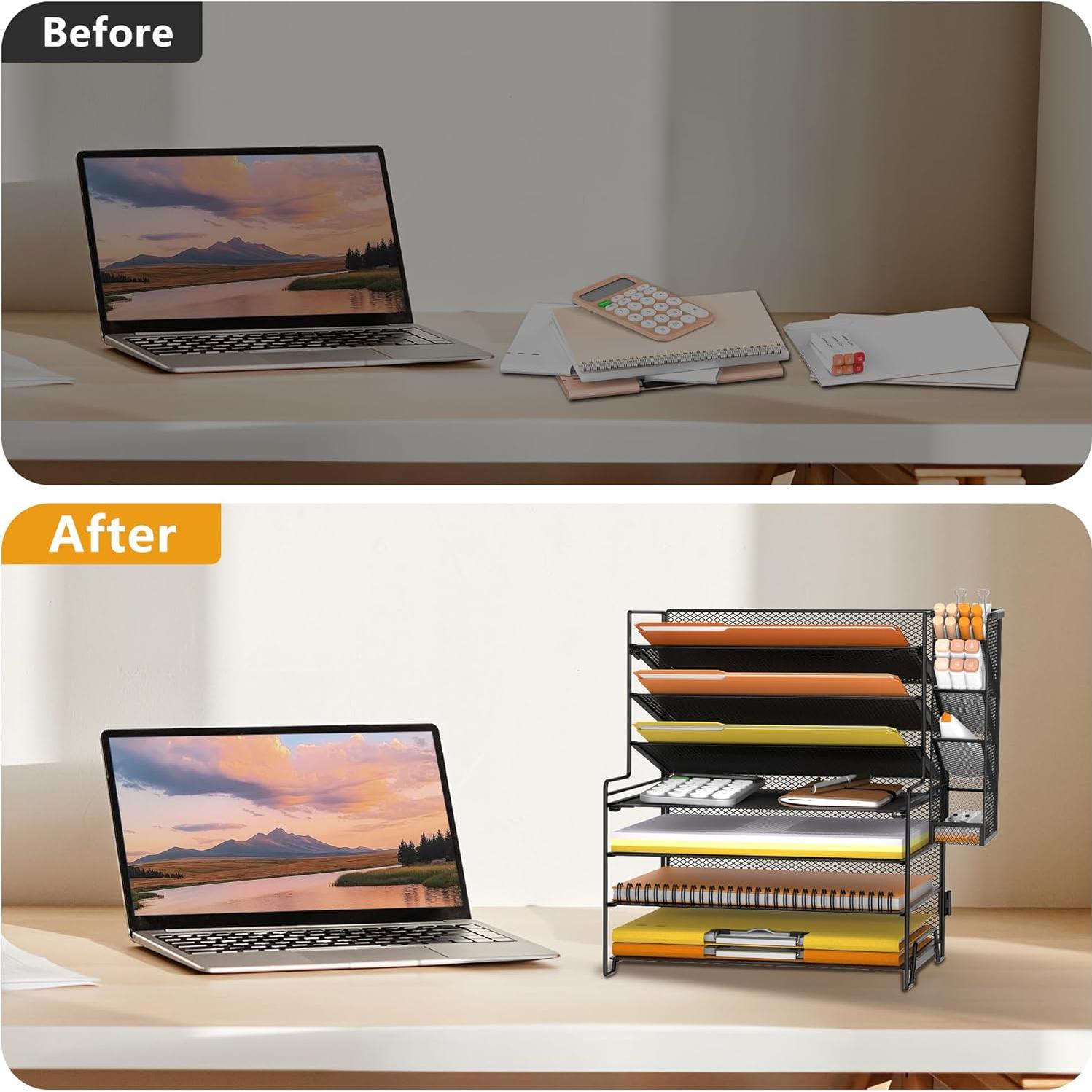 Organizador de Escritorio SUPEASY 7 Niveles Negro Metal