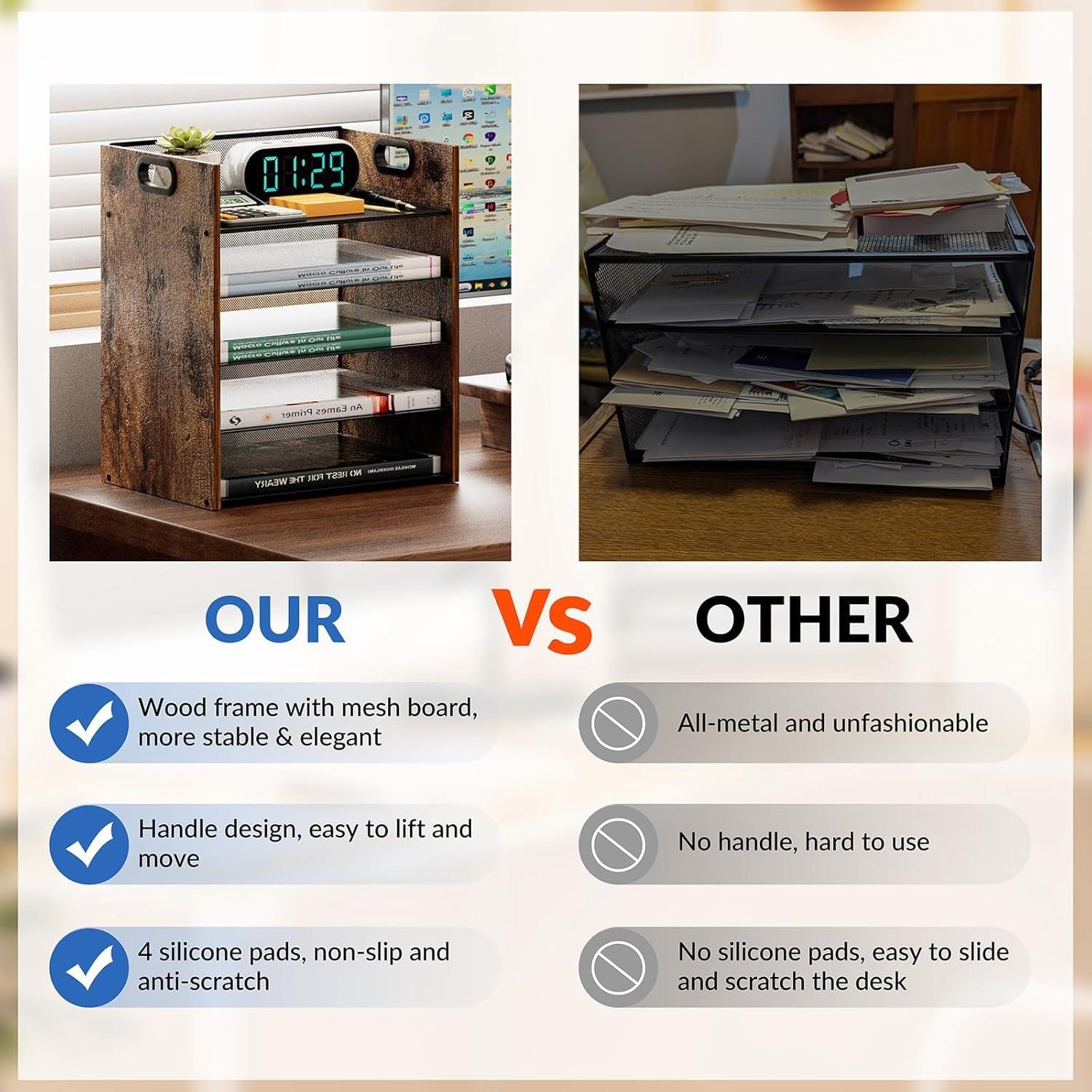 Organizador de Escritorio LMZAPET de 5 Niveles en MDF y Metal