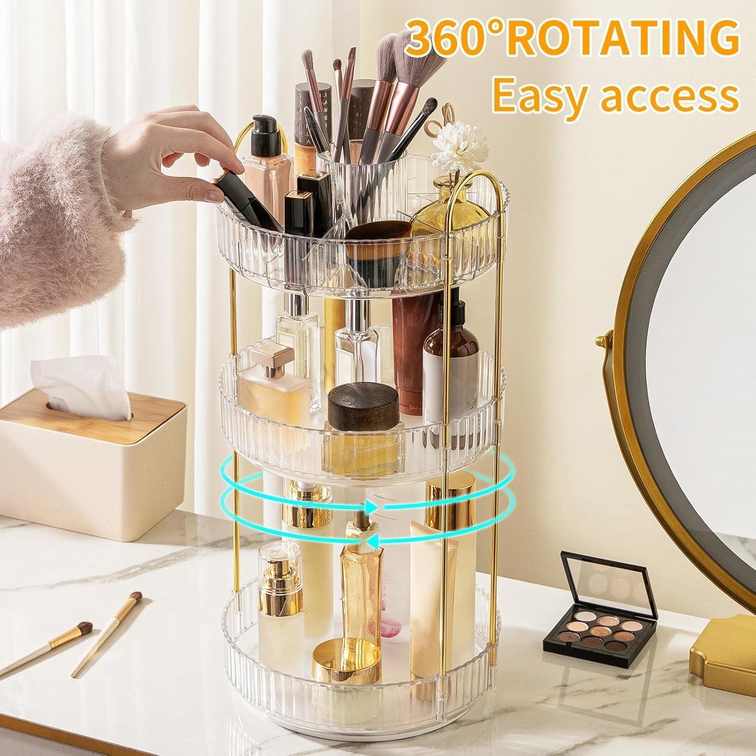 Organizador de Maquillaje Oifecsie 3 Niveles Rotatorio 360°