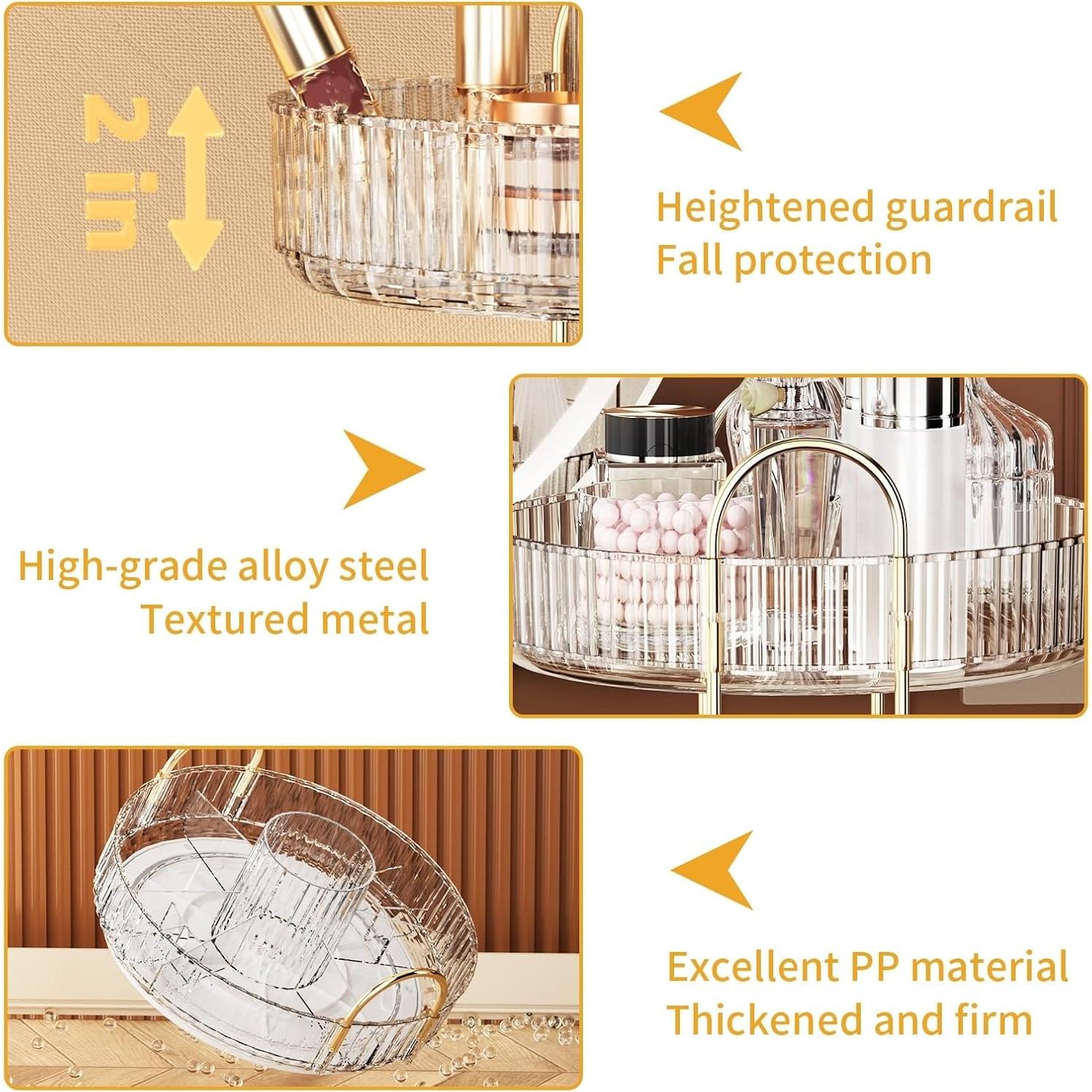 Organizador de Maquillaje Oifecsie 3 Niveles Rotatorio 360°