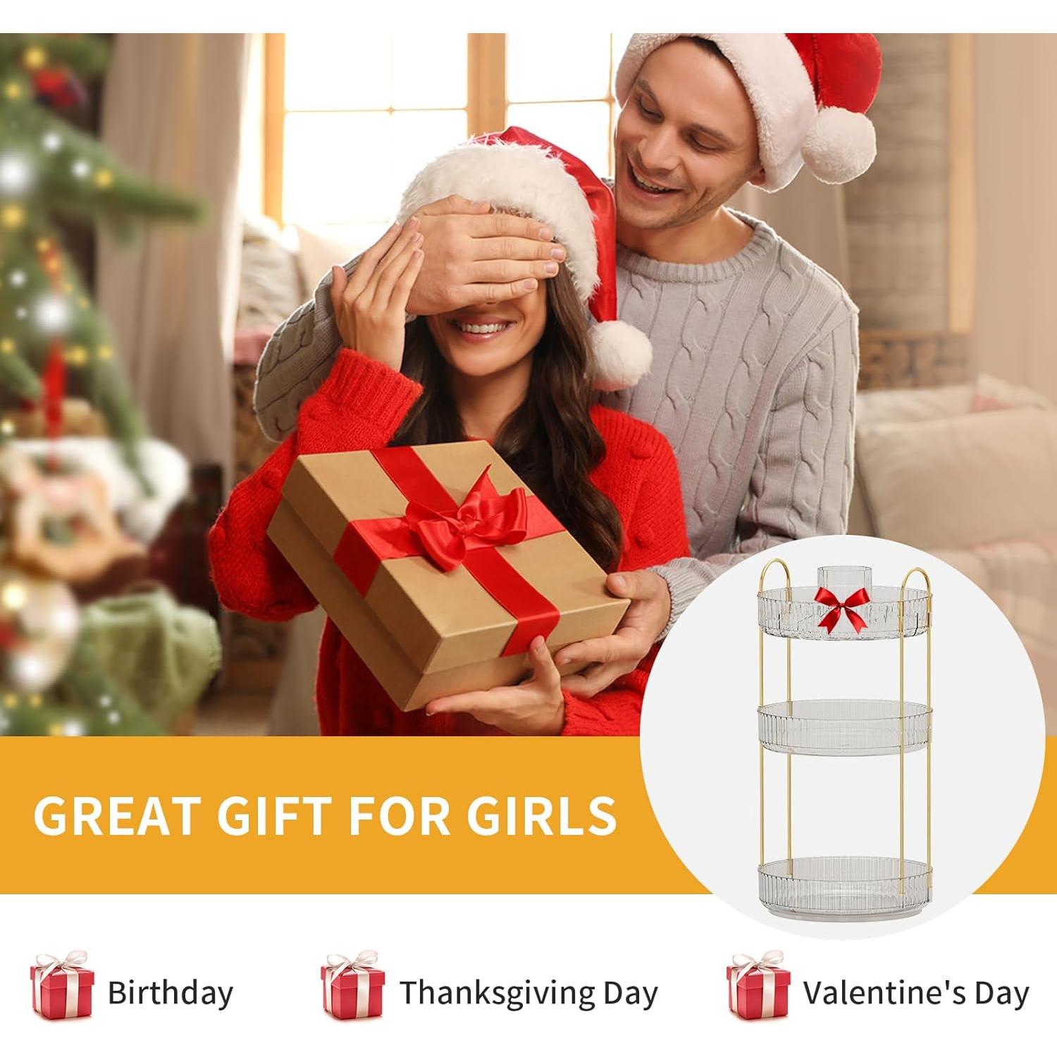 Organizador de Maquillaje Oifecsie 3 Niveles Rotatorio 360°