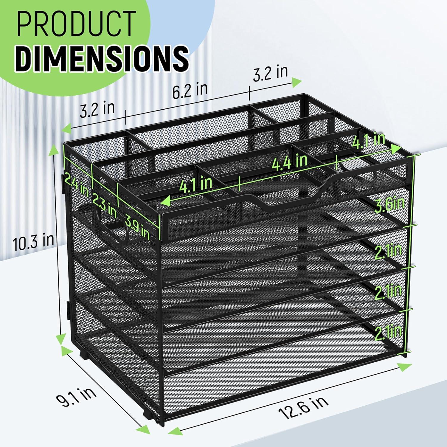 Organizador de Escritorio Docnest de Malla 5 Niveles Negro