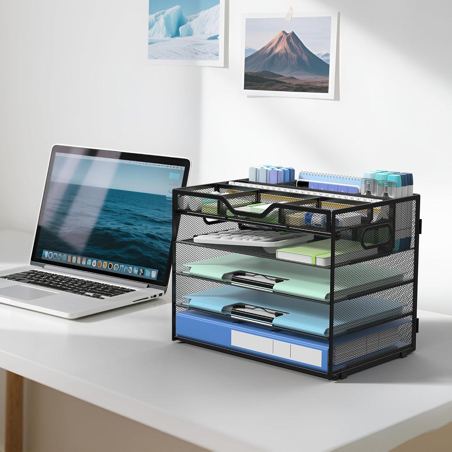 Organizador de Escritorio Docnest de Malla 5 Niveles Negro