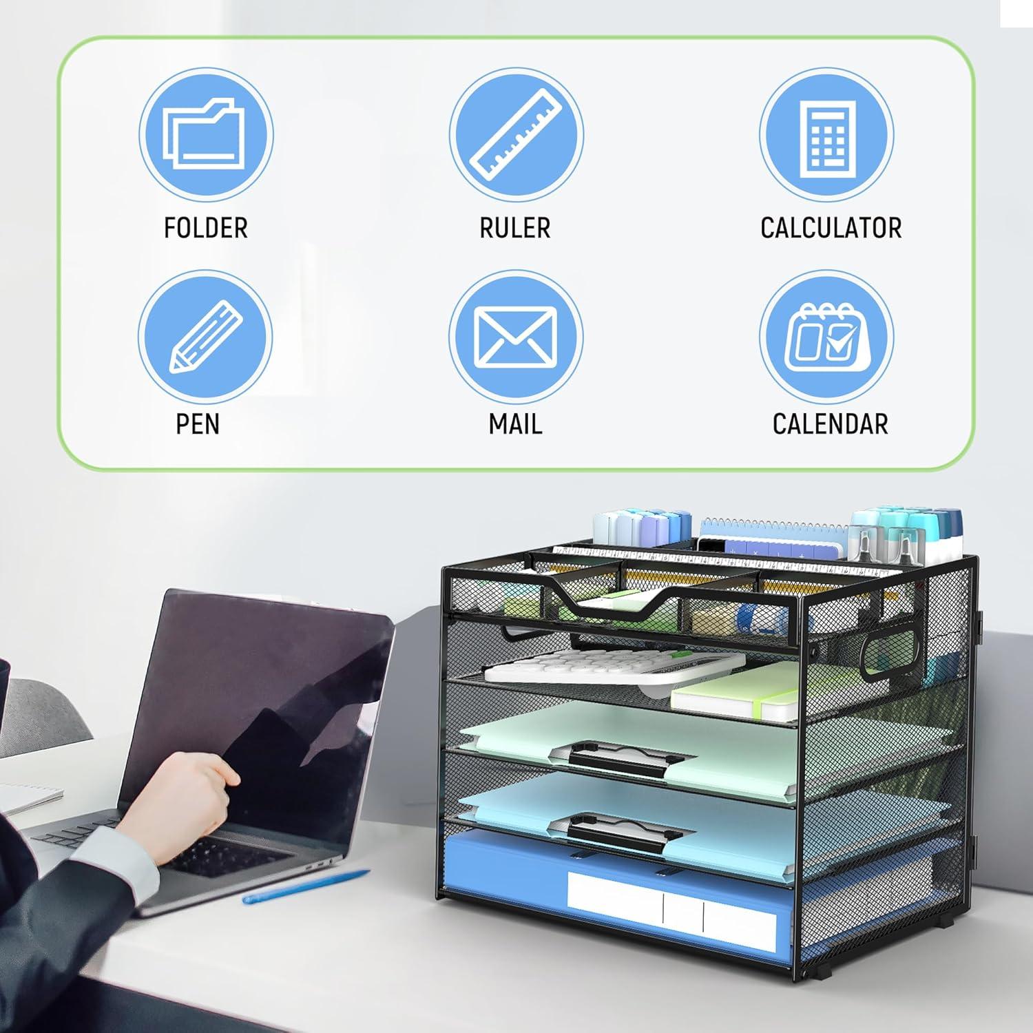 Organizador de Escritorio Docnest de Malla 5 Niveles Negro