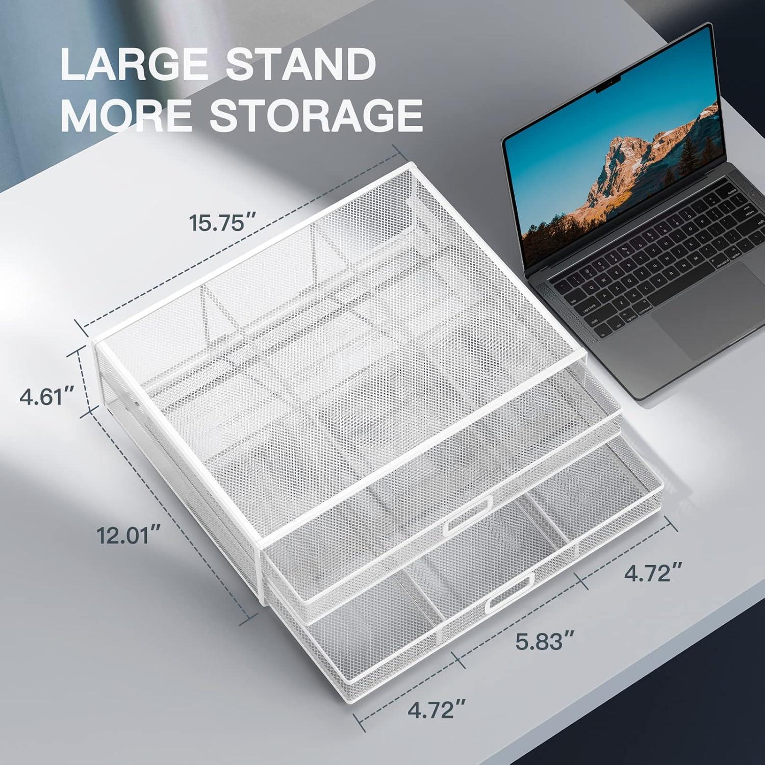 Soporte para Monitor Ergonómico HUANUO con Cajón Blanco