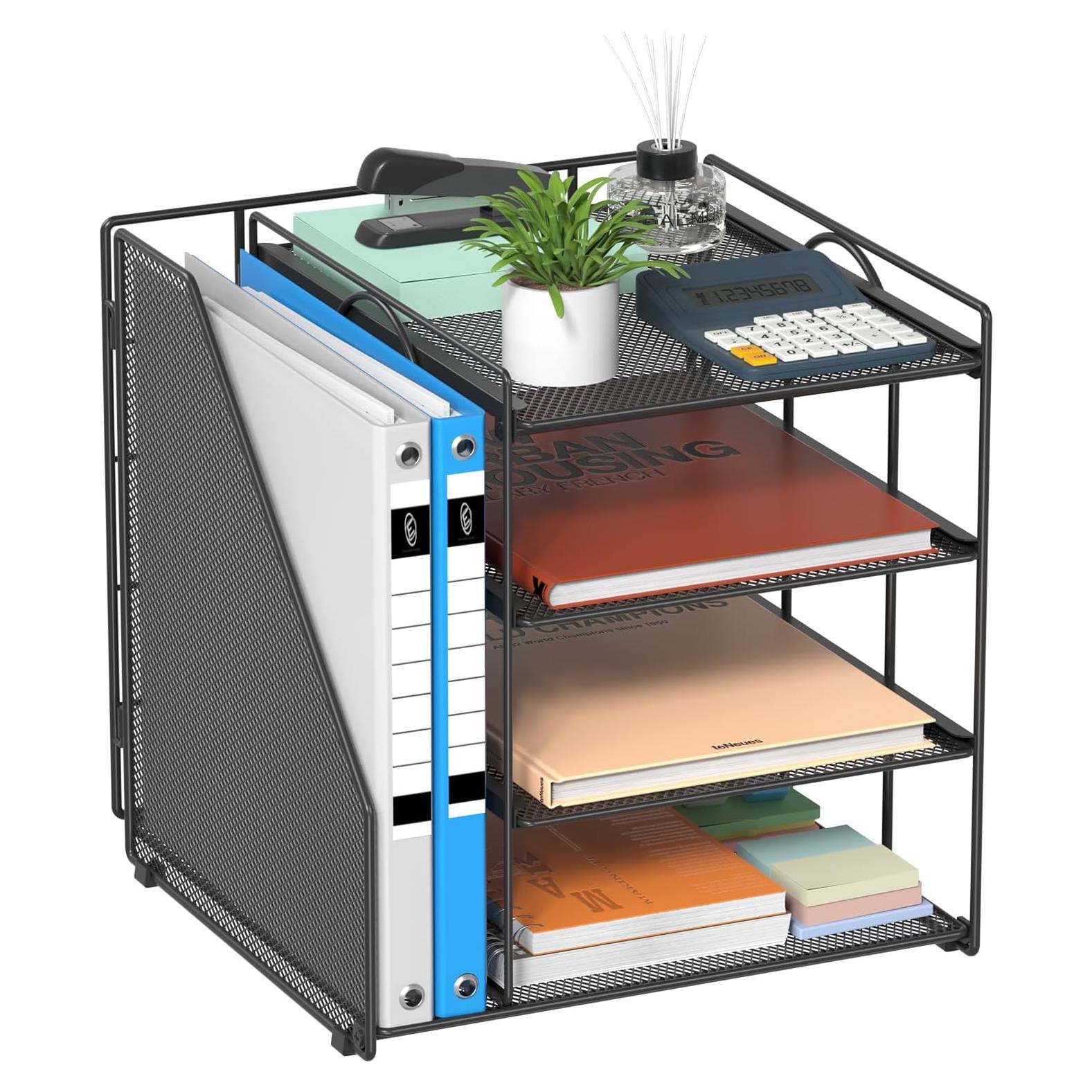 Organizador de Escritorio Becomrock 4 Niveles Metal Negro
