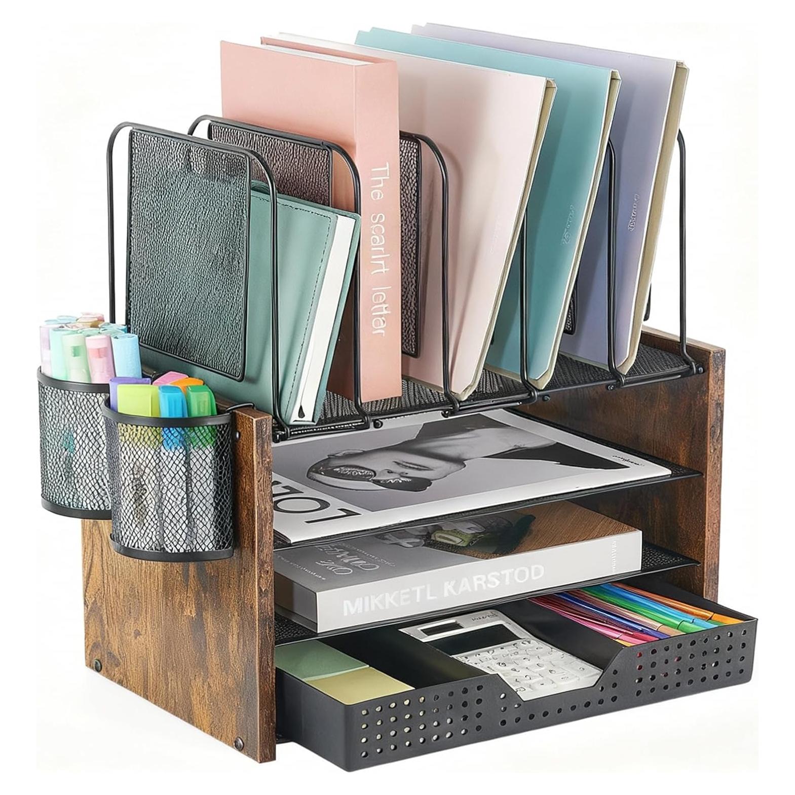 Estante Organizador de Escritorio AUPSEN 4 Niveles Madera Vintage