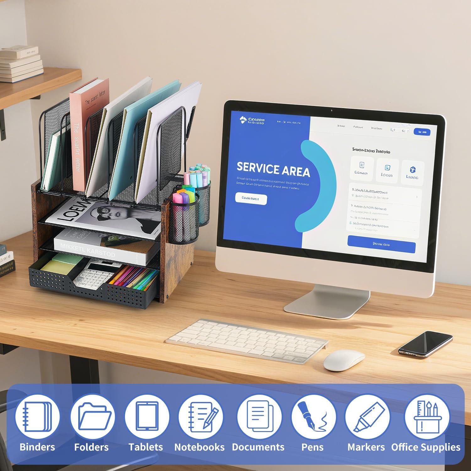 Estante Organizador de Escritorio AUPSEN 4 Niveles Madera Vintage