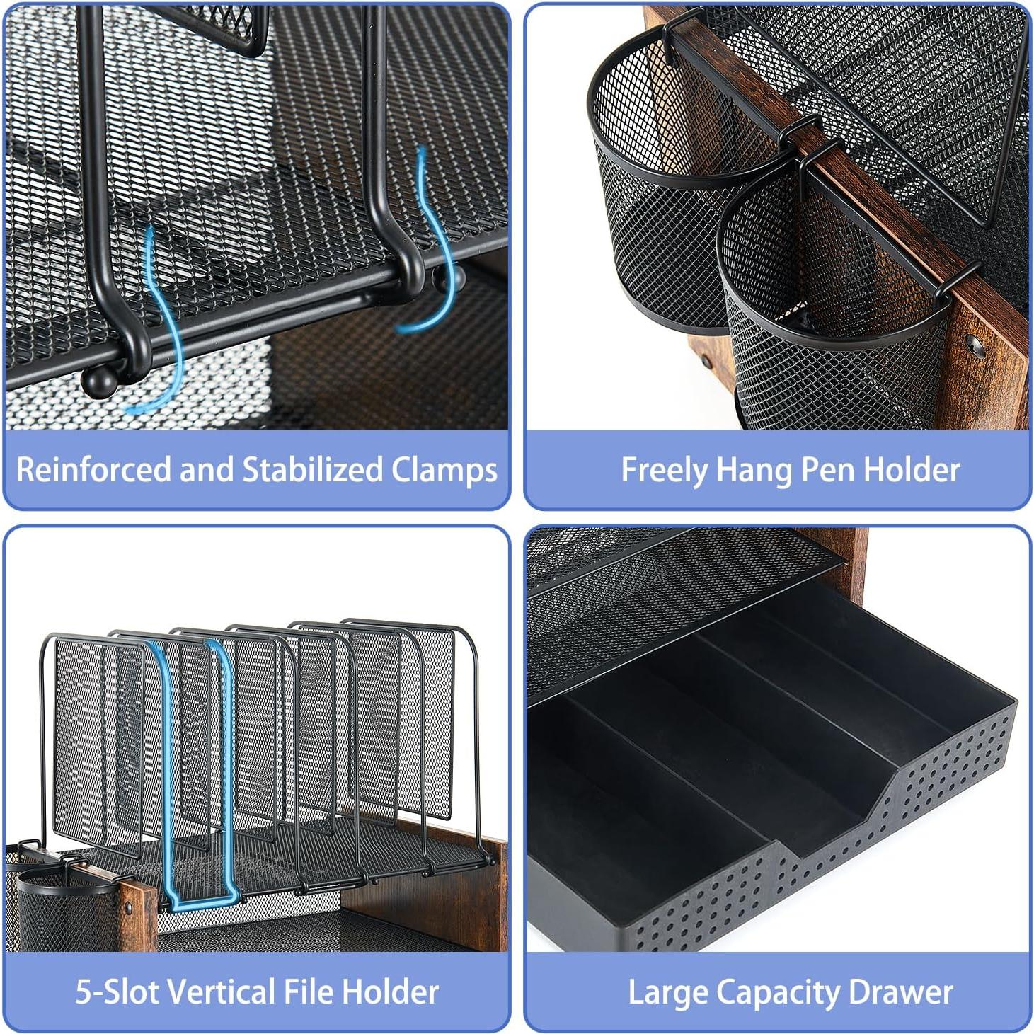 Estante Organizador de Escritorio AUPSEN 4 Niveles Madera Vintage