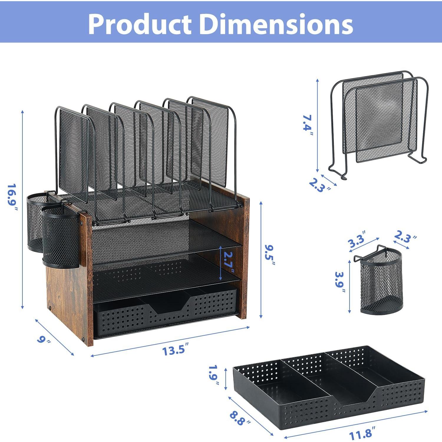 Estante Organizador de Escritorio AUPSEN 4 Niveles Madera Vintage