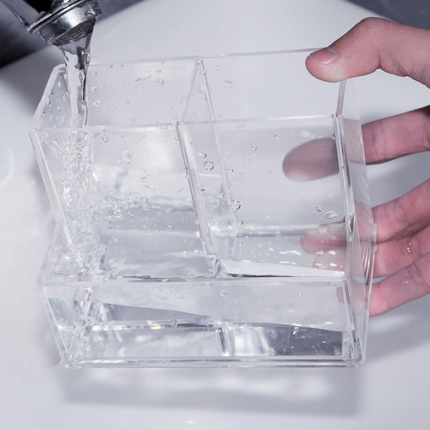 Soporte de bolígrafos acrílico HSYMQ transparente 3 compartimentos