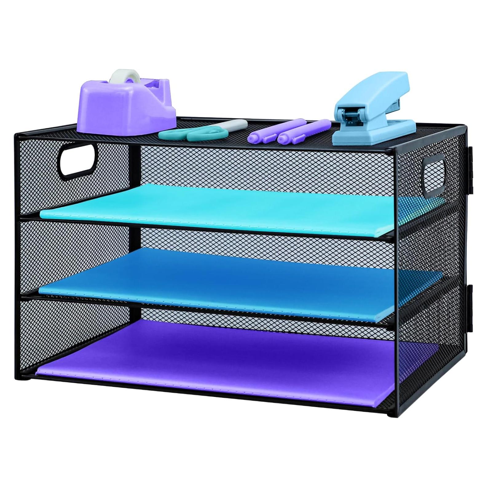 Organizador de Escritorio TSDRBWO 3 Niveles Malla Negra A4