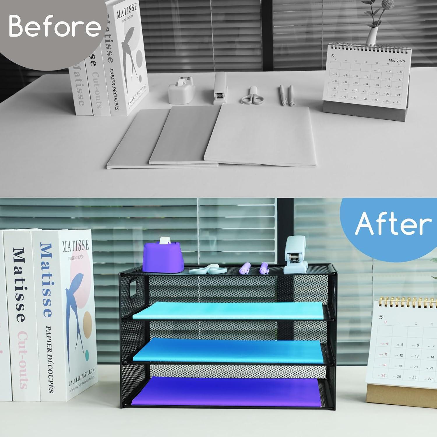 Organizador de Escritorio TSDRBWO 3 Niveles Malla Negra A4