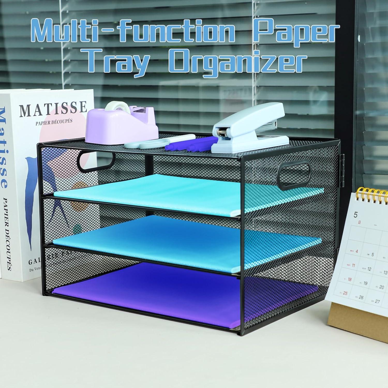 Organizador de Escritorio TSDRBWO 3 Niveles Malla Negra A4