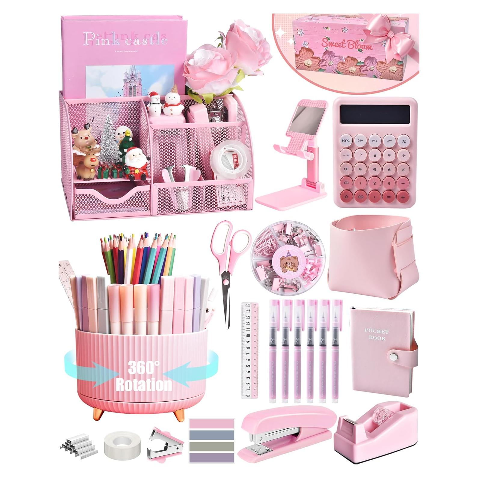 Organizador de Escritorio Rosa LXEVIHK con Soporte Rotatorio 360°