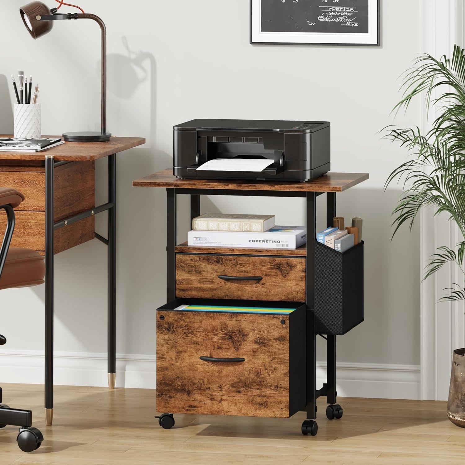 Gabinete de Archivos GYIIYUO 2 Cajones con Mesa 61 cm Marrón Claro