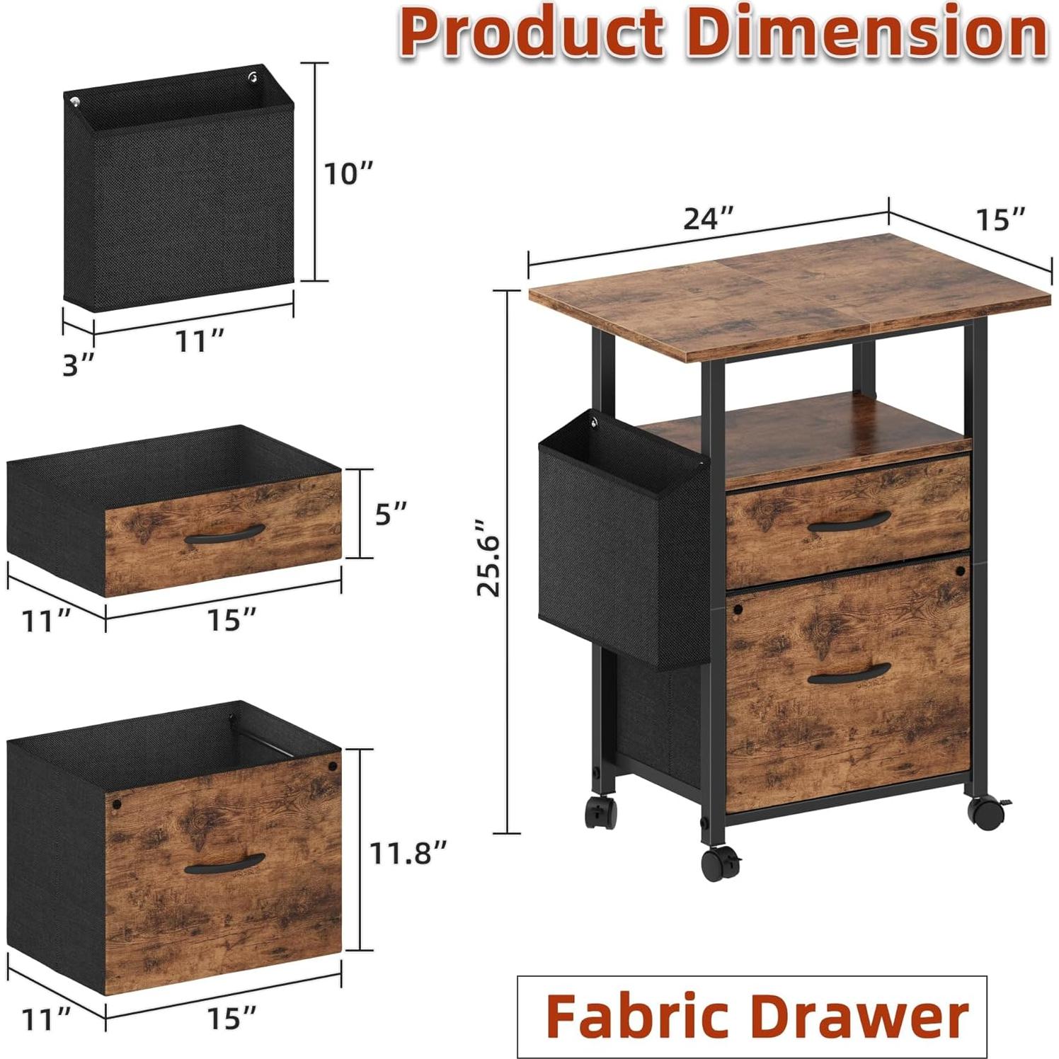Gabinete de Archivos GYIIYUO 2 Cajones con Mesa 61 cm Marrón Claro