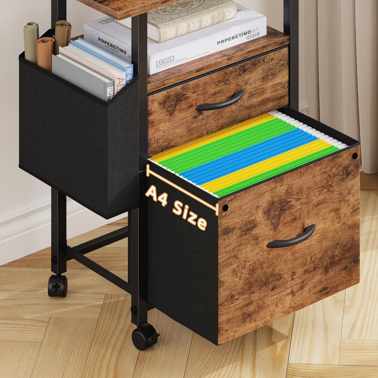 Gabinete de Archivos GYIIYUO 2 Cajones con Mesa 61 cm Marrón Claro