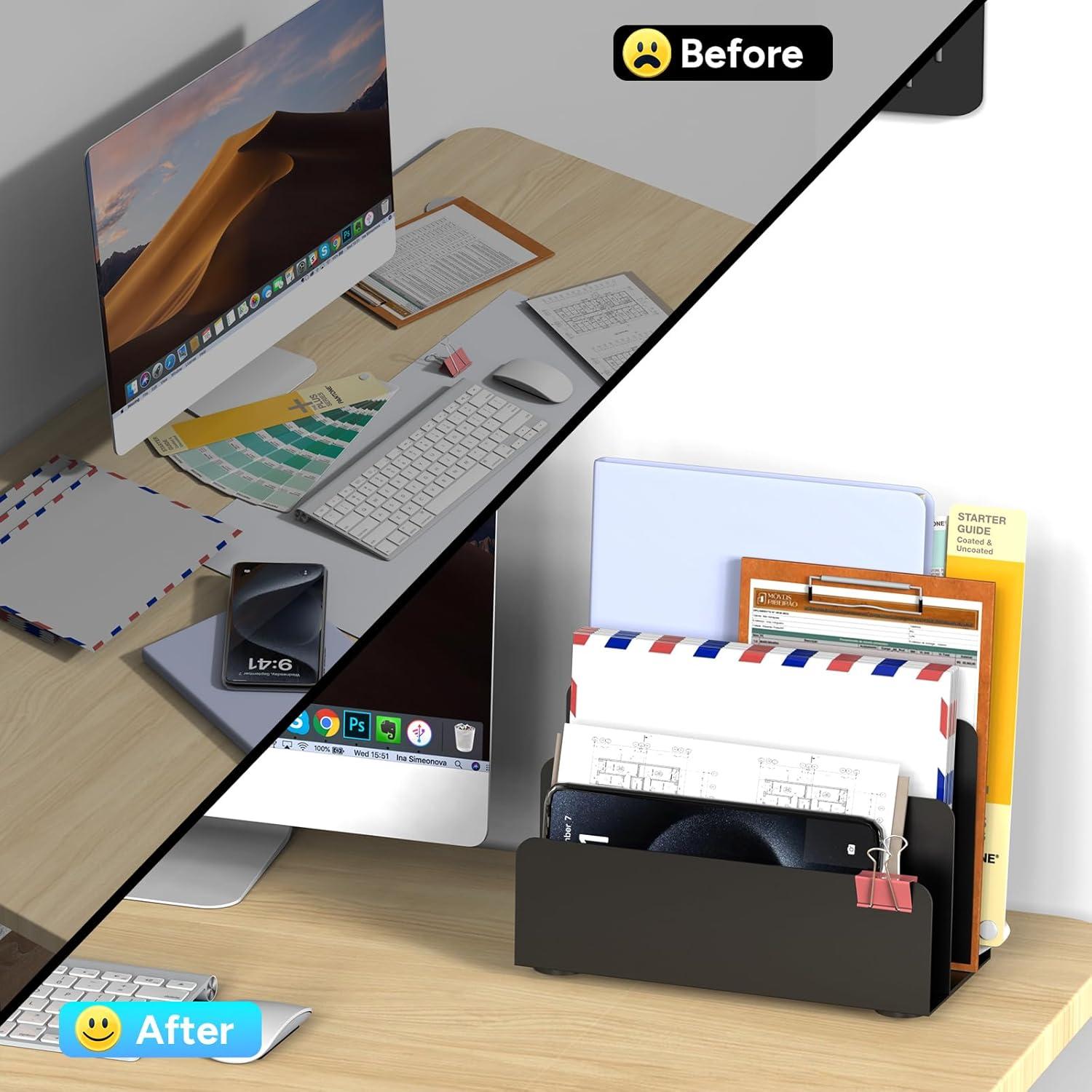 Organizador de Correo de Escritorio OUTIOE Negro 3 Niveles