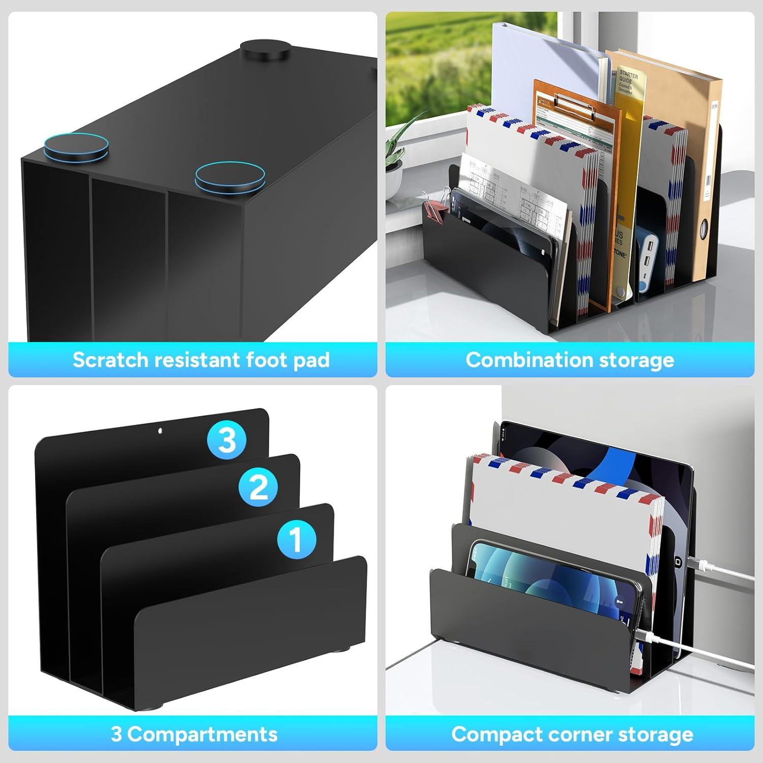 Organizador de Correo de Escritorio OUTIOE Negro 3 Niveles