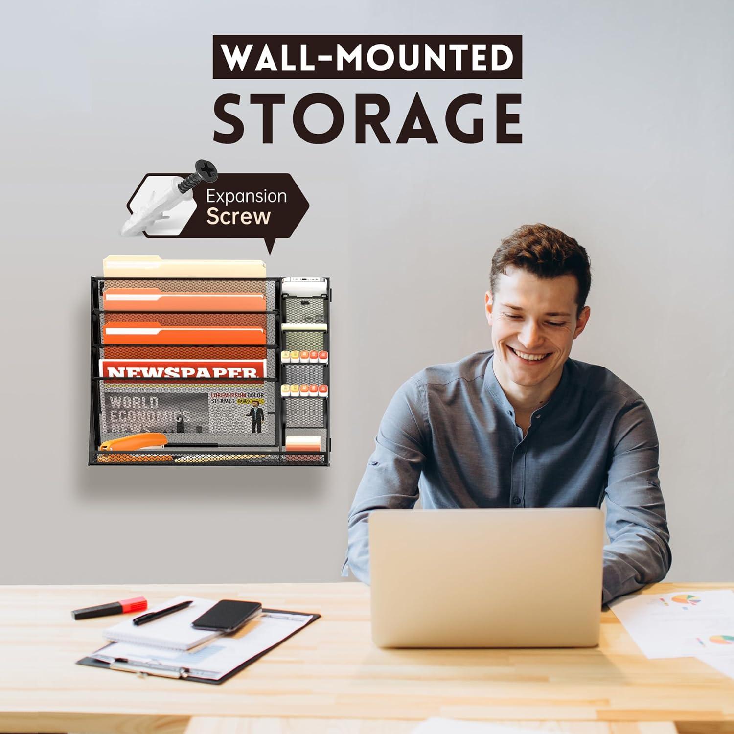 Organizador de Pared SUPEASY 5 Niveles Metal Negro 40.6x33cm