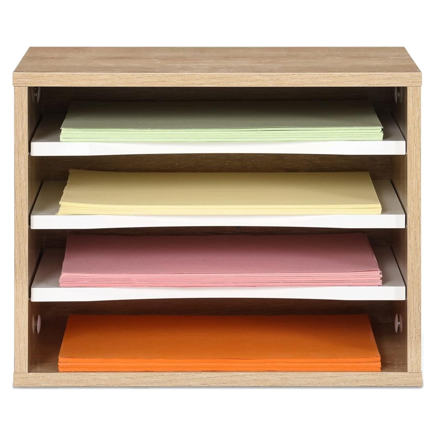 Organizador de Escritorio de Madera FITUEYES 4 Niveles Ajustable