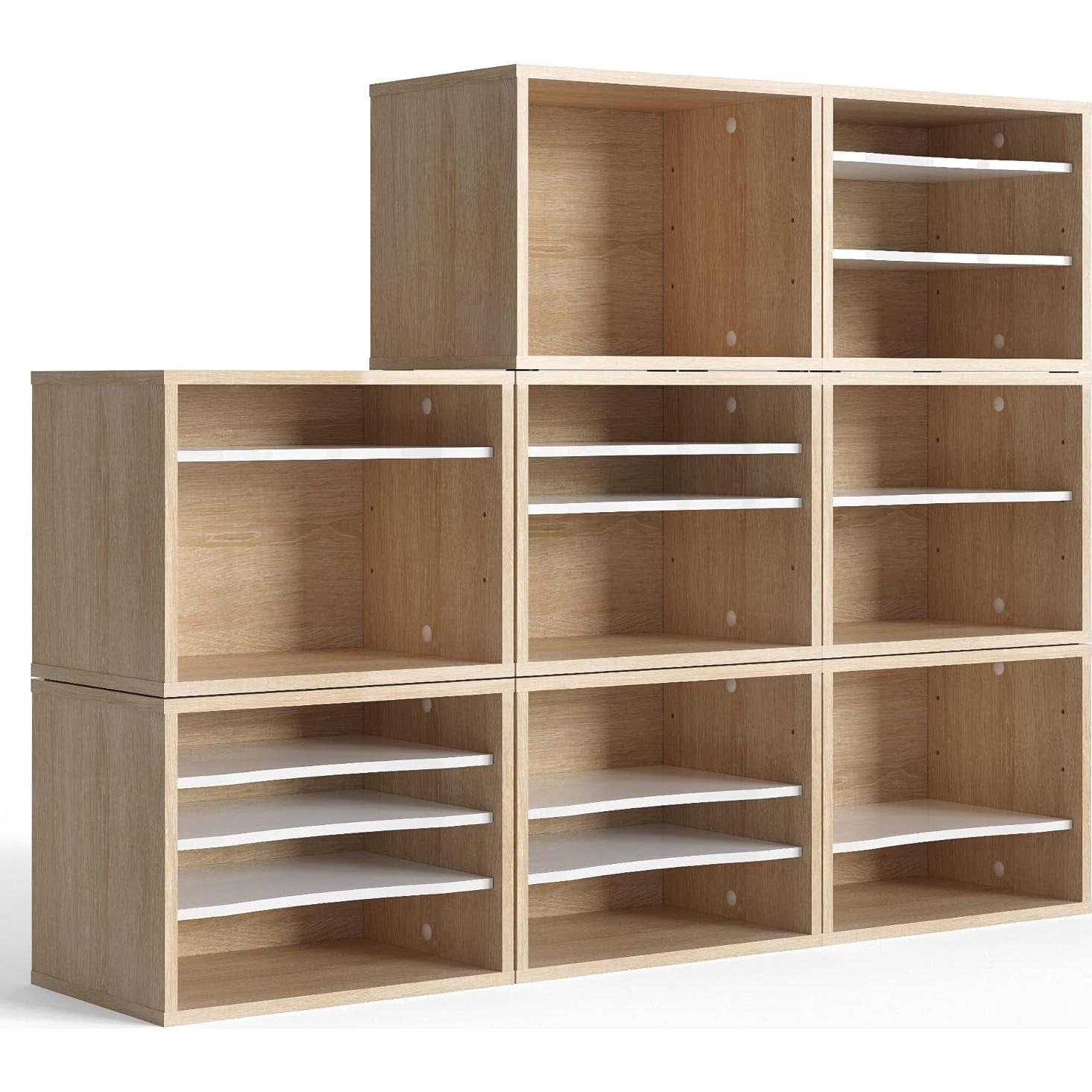 Organizador de Escritorio de Madera FITUEYES 4 Niveles Ajustable