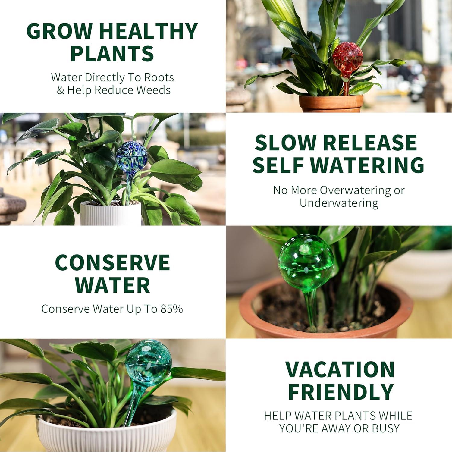 Esferas de Riego de Vidrio Soilagua - 6 Bulbos Multicolores 14.2cm