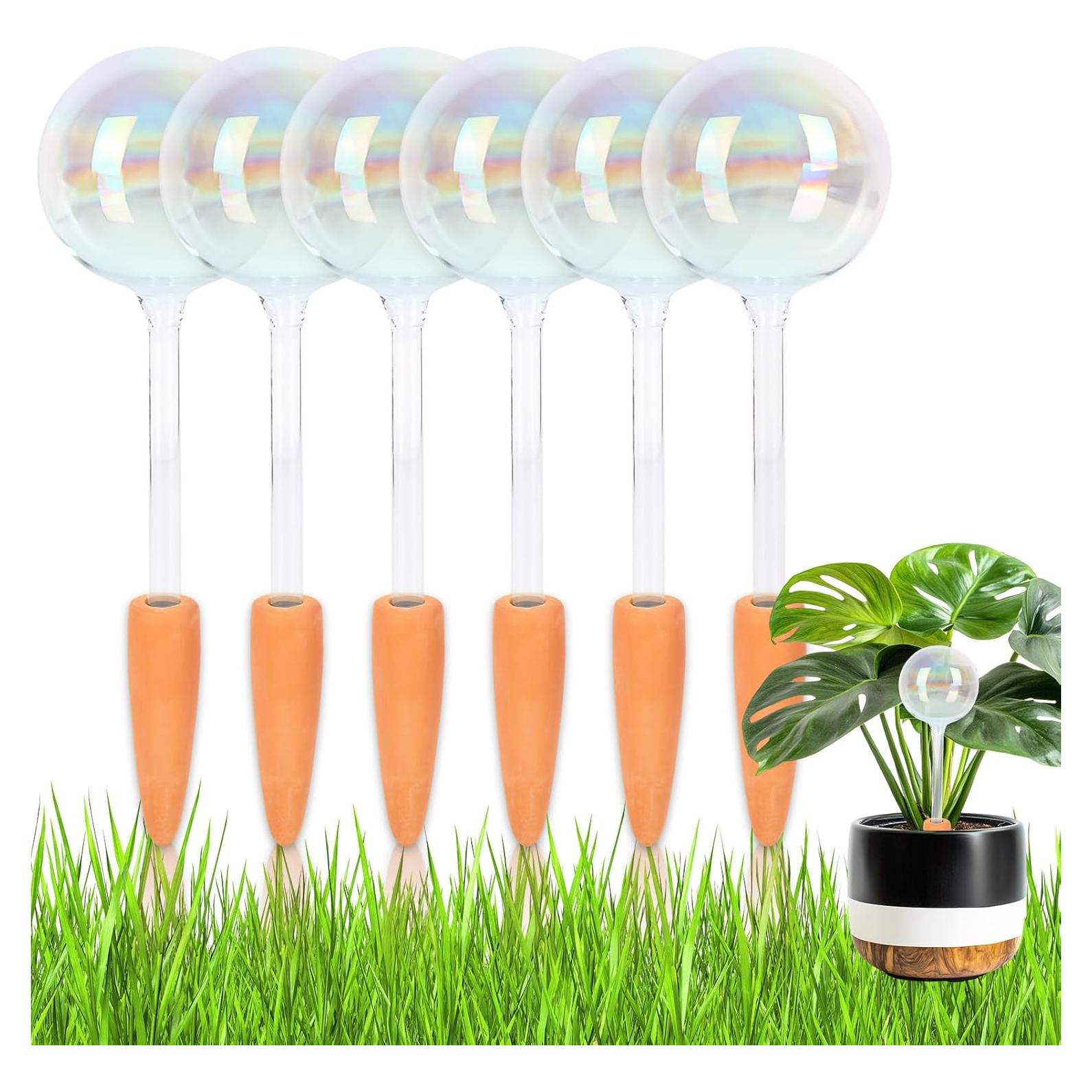 6 Esferas de Riego Automático de Vidrio Iridiscente para Plantas