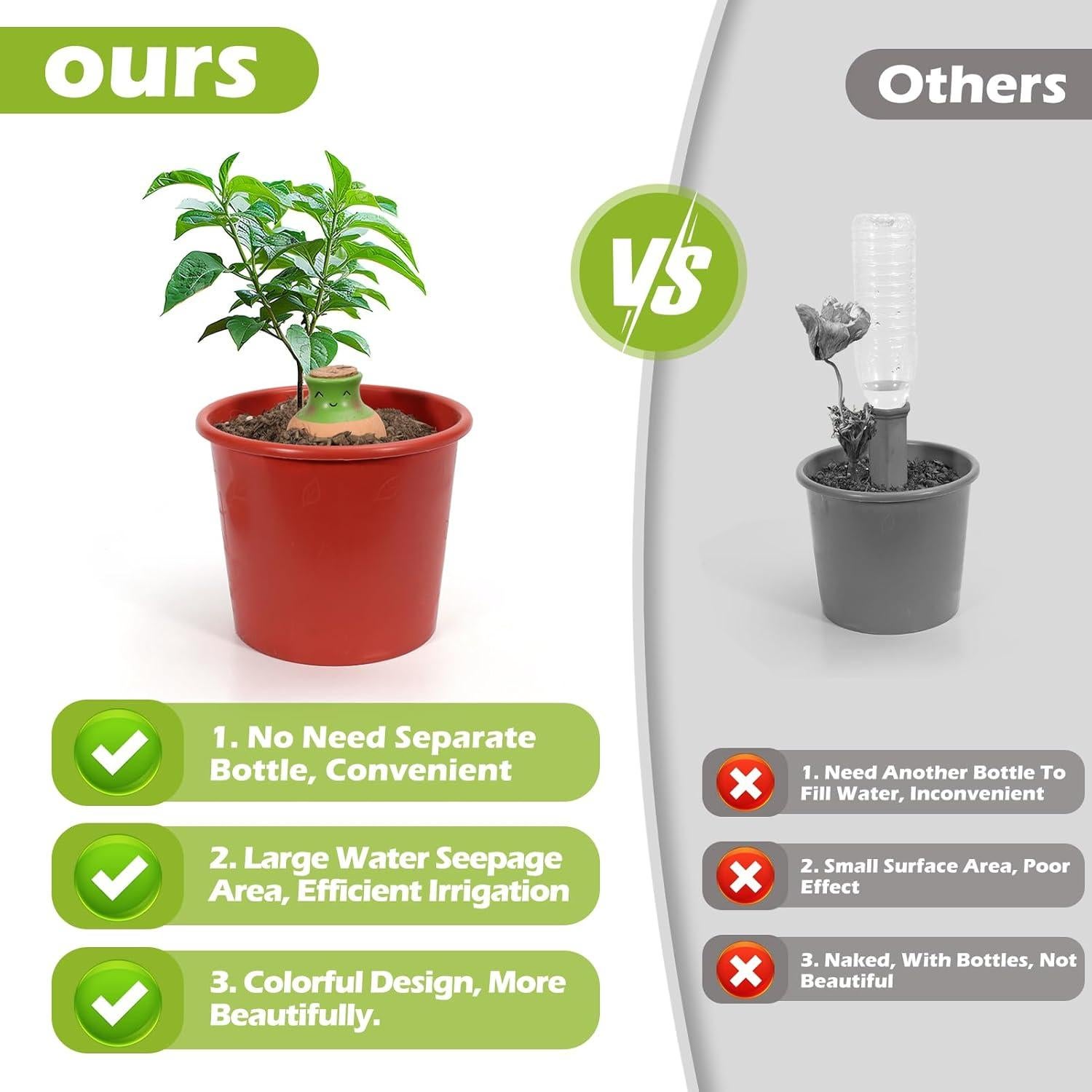 Juego de 6 Esferas de Riego de Terracota VICAMB 0.28L