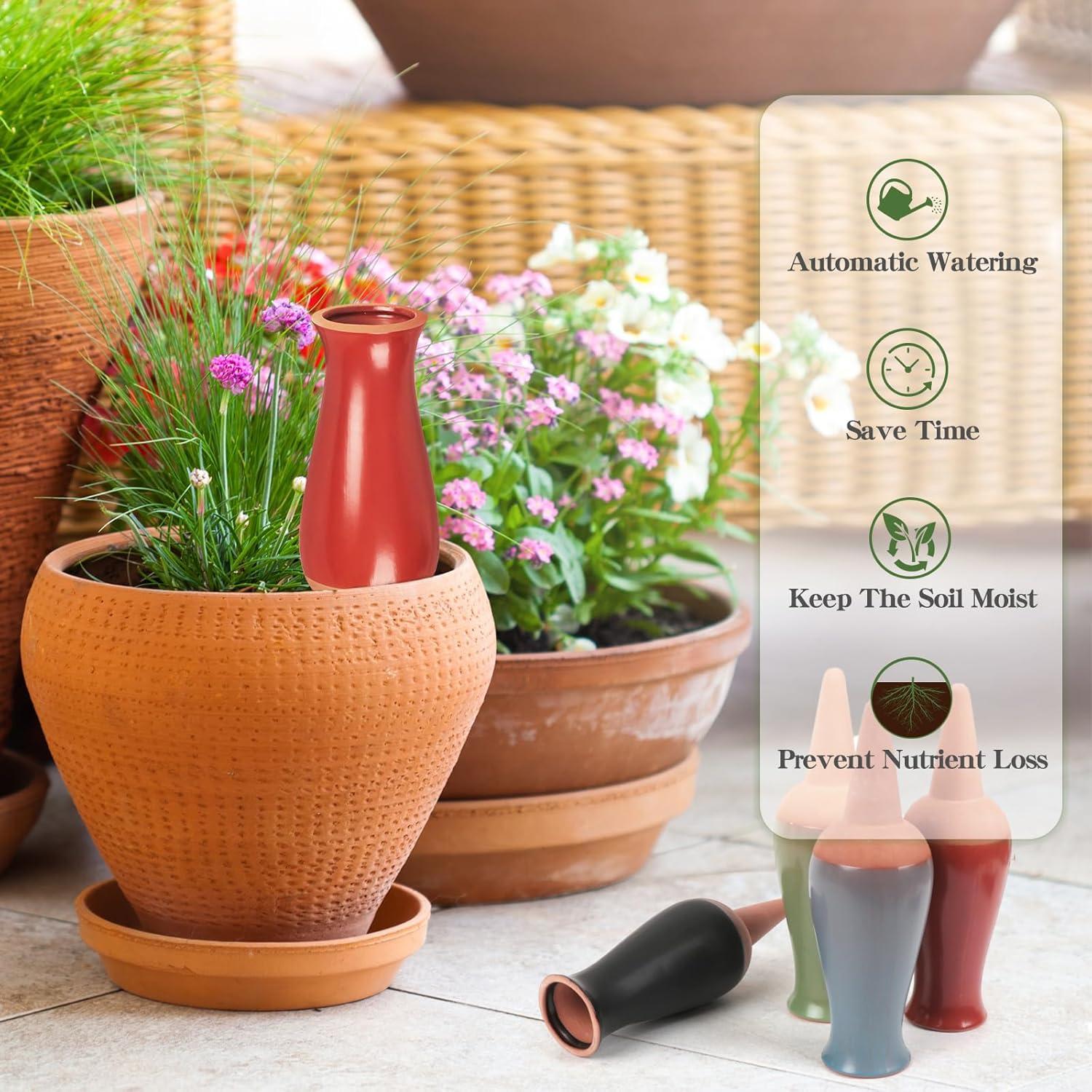 4 Estacas de Riego Automático Srapwati 350ml Arcilla Multicolor