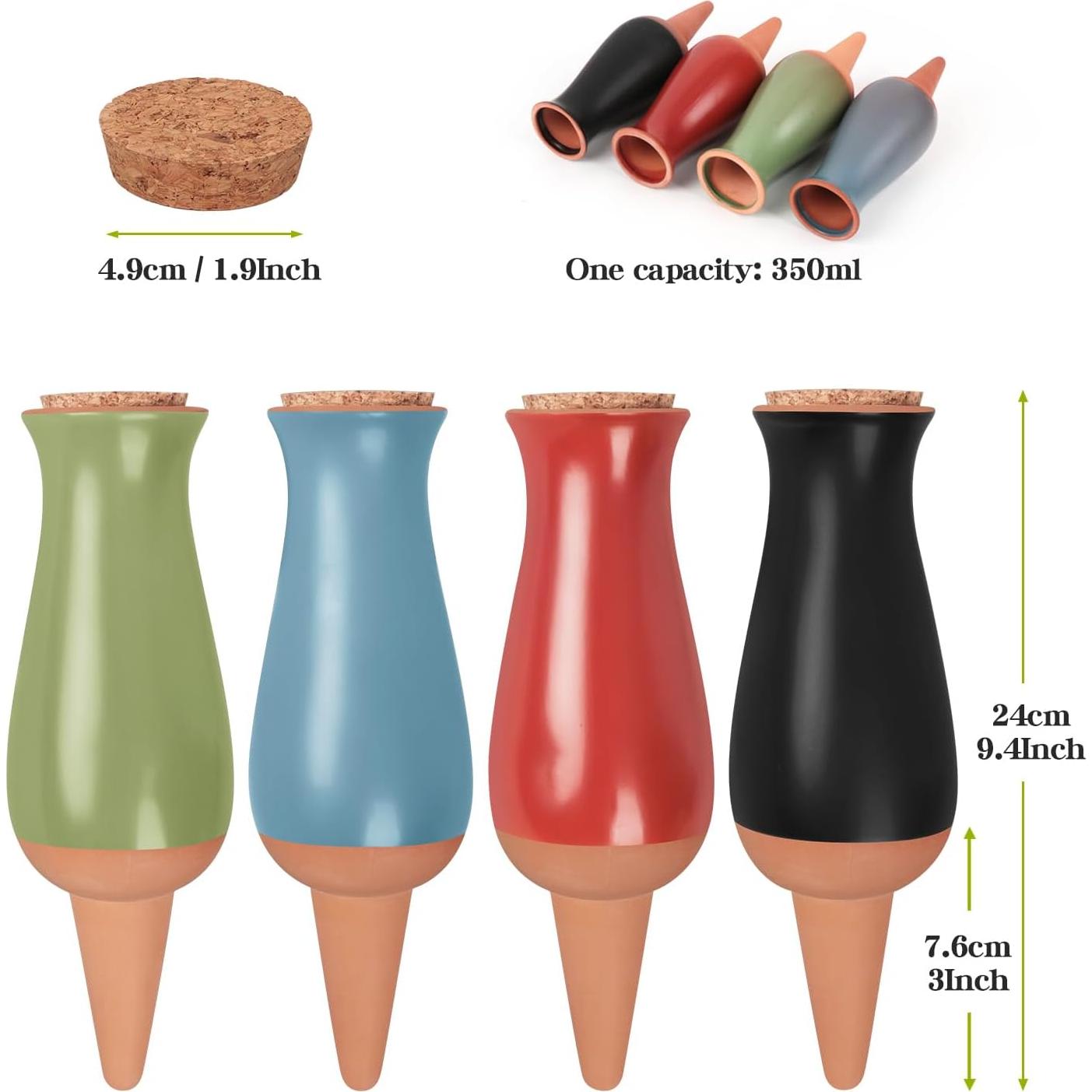 4 Estacas de Riego Automático Srapwati 350ml Arcilla Multicolor