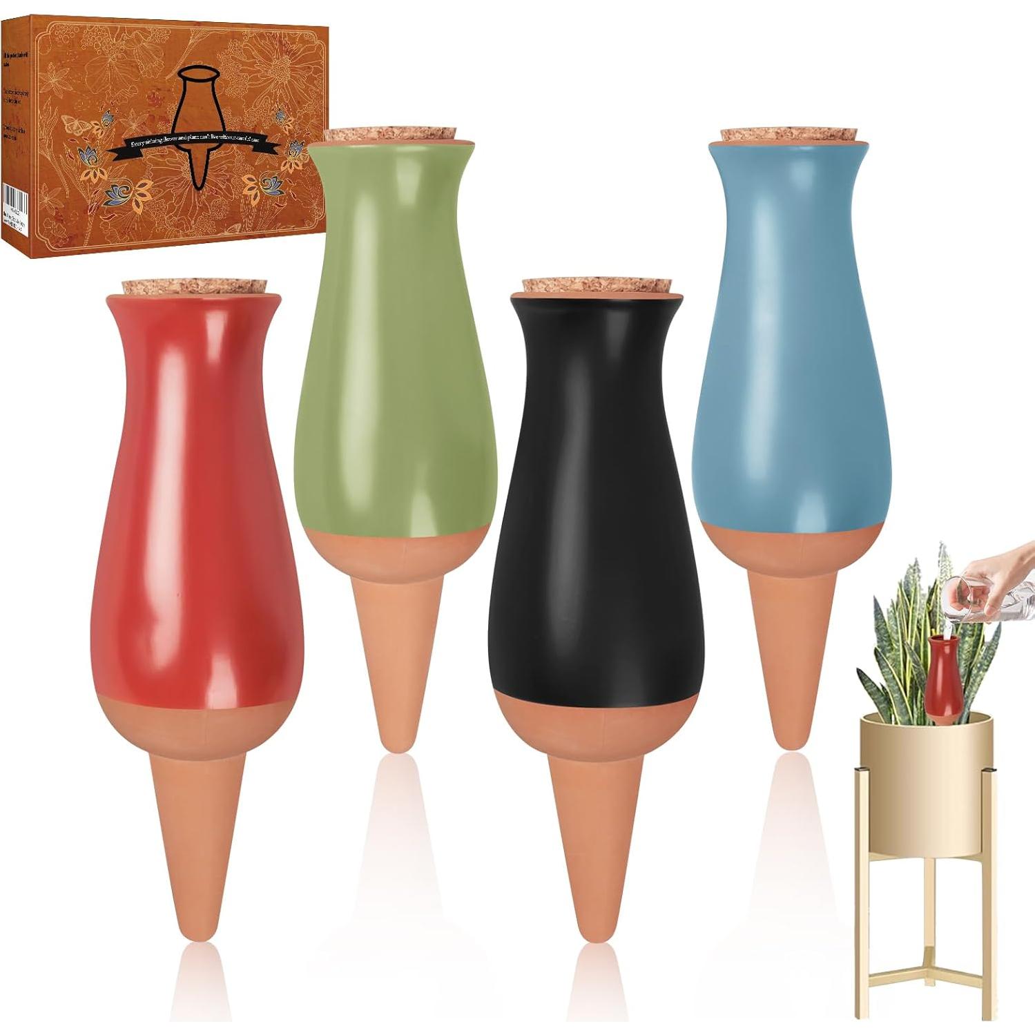 4 Estacas de Riego Automático Srapwati 350ml Arcilla Multicolor