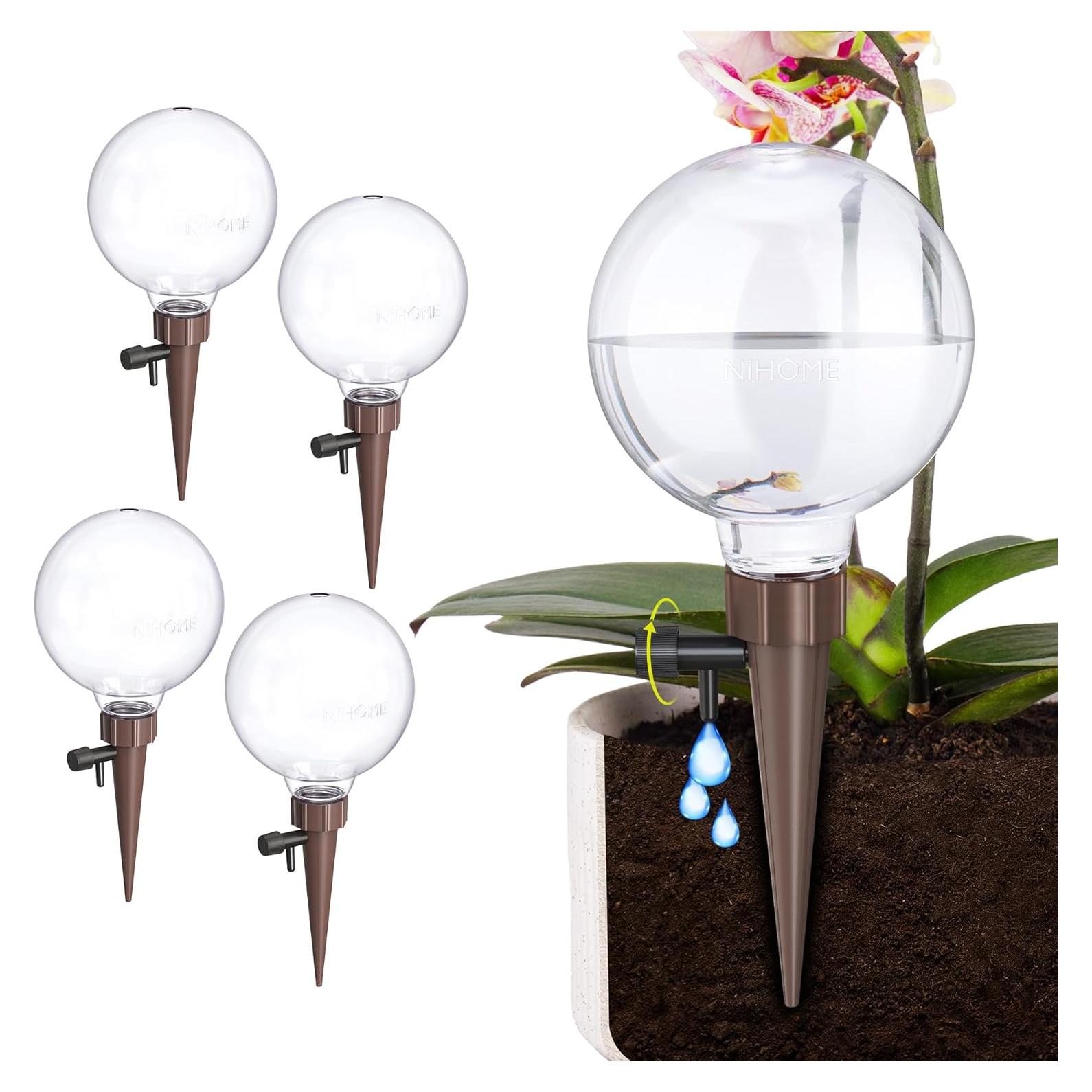 Esferas de Autorriego NiHome 4-Pack para Plantas - Control de Flujo Ajustable
