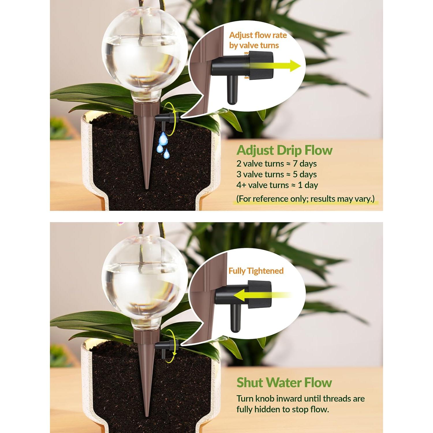 Esferas de Autorriego NiHome 4-Pack para Plantas - Control de Flujo Ajustable