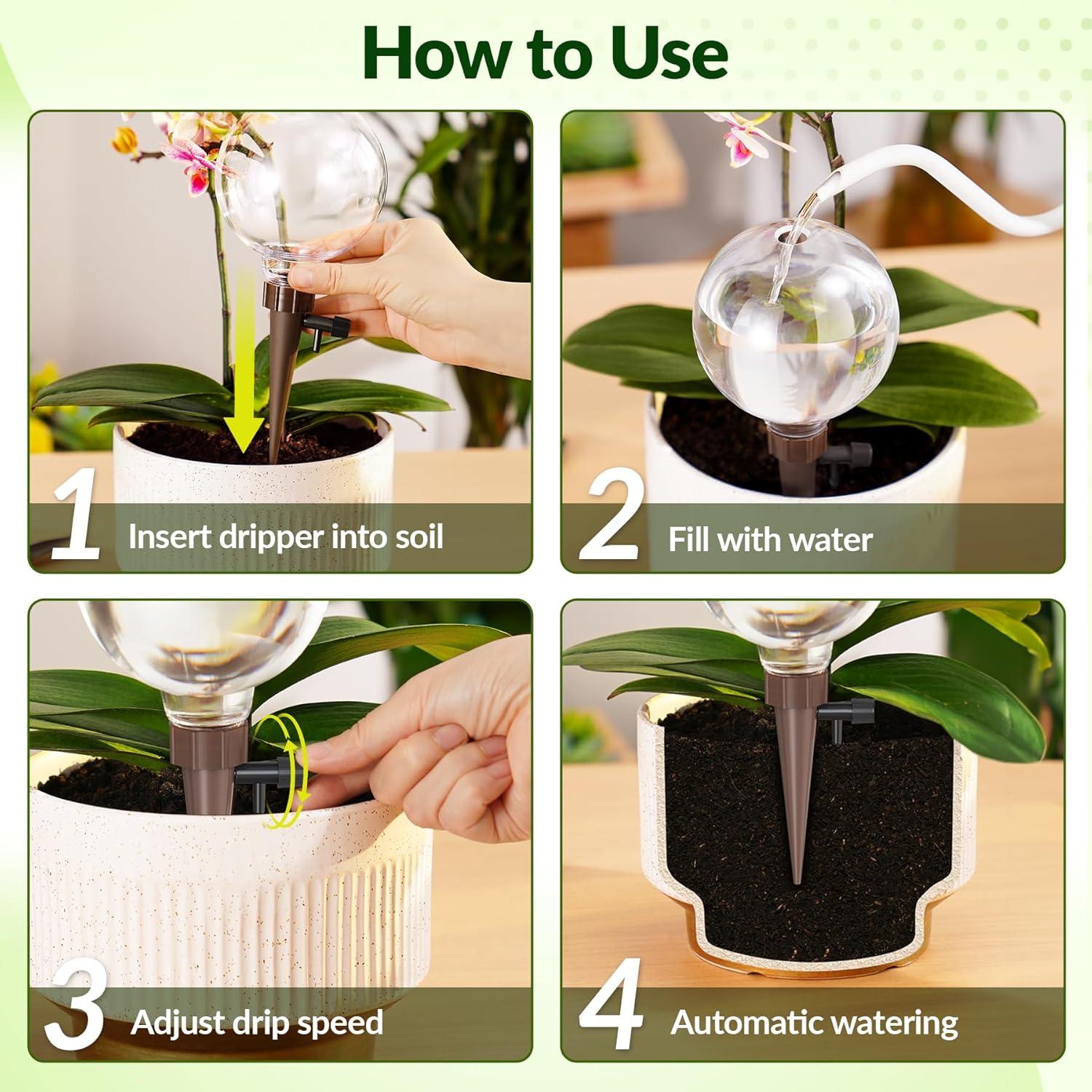 Esferas de Autorriego NiHome 4-Pack para Plantas - Control de Flujo Ajustable