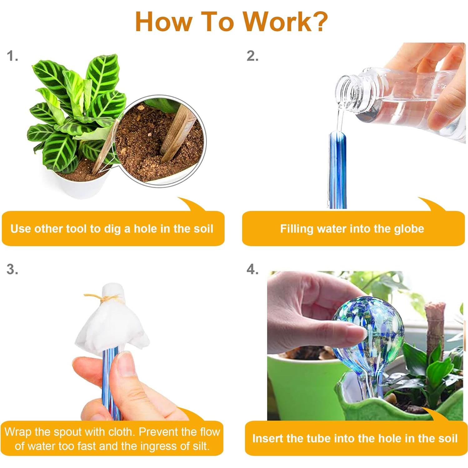 Juego de 6 Esferas de Autorriego de Vidrio TOTYAO - Riego Automático para Plantas