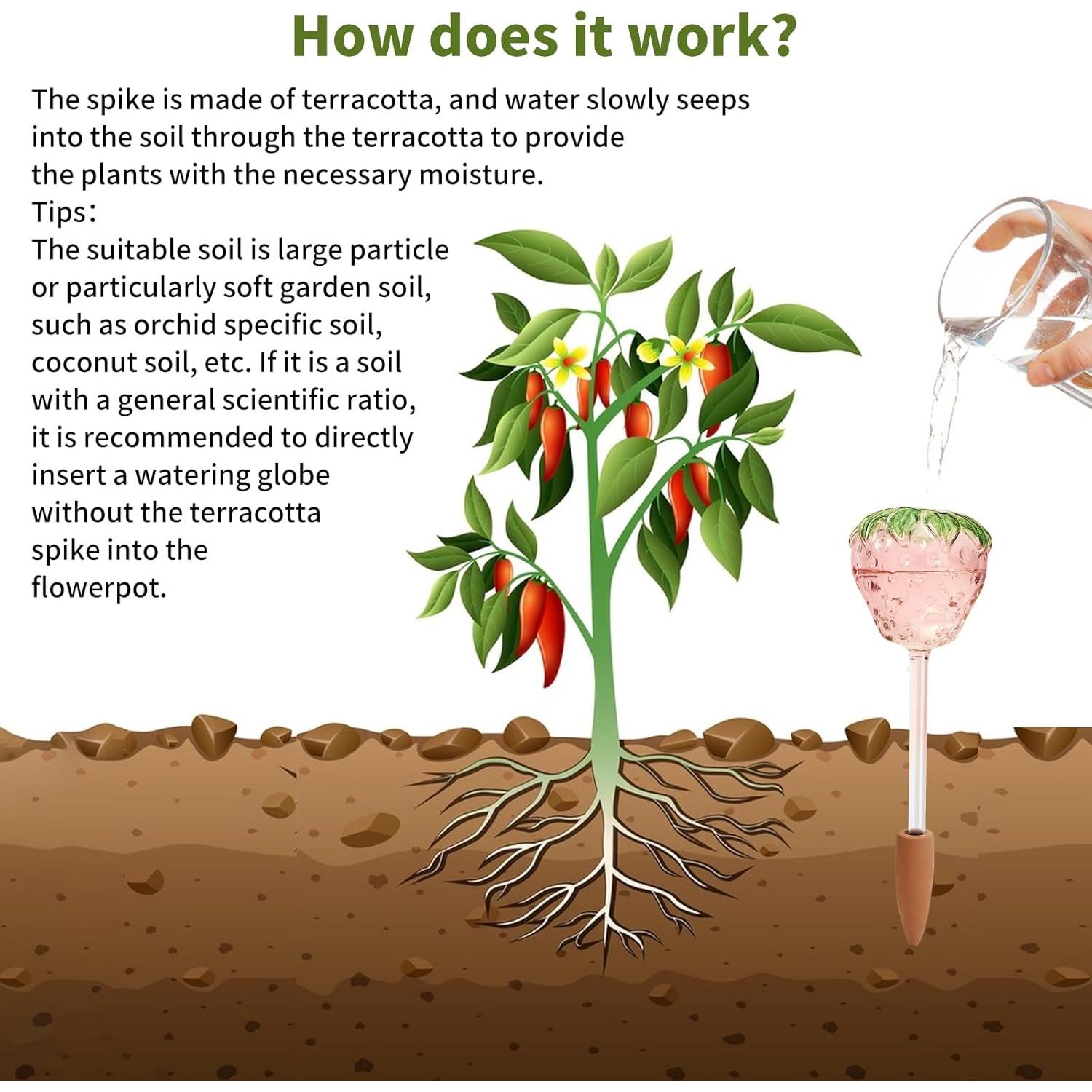 Esferas de Riego para Plantas Yurucenus - Juego de 2 Fresas