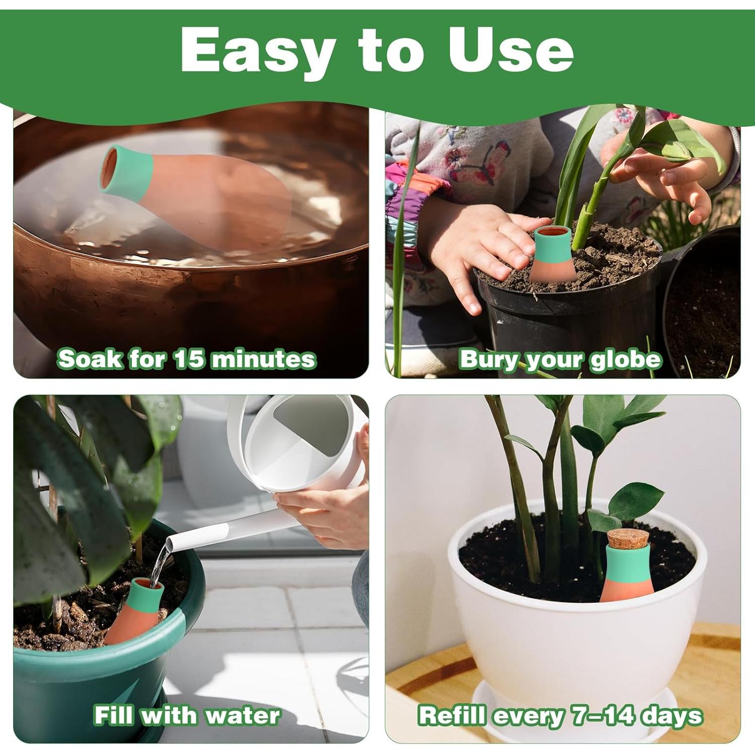 4 Esferas de Riego de Terracota AojSup 16.5cm Automáticas