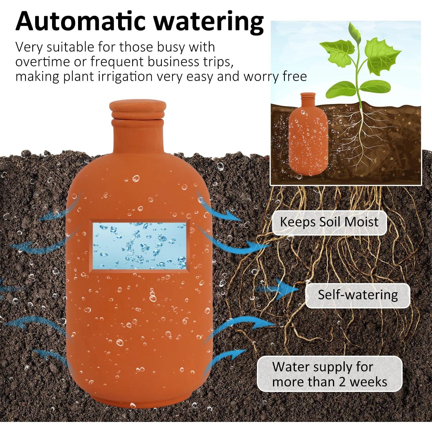 2 Globos de Riego Automático Lovely Ran 1.8L Cerámica Roja