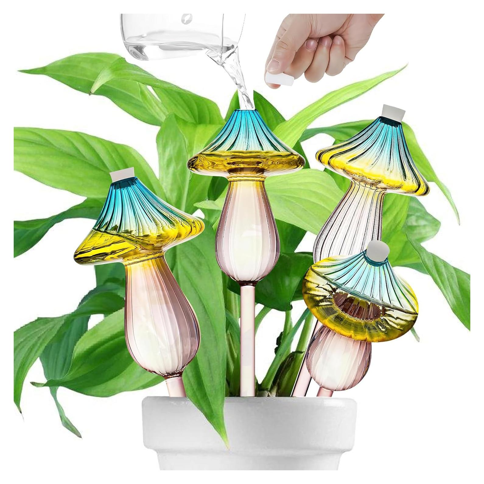 4 Esferas de Riego para Plantas Yzgllnamus de Vidrio Multicolor