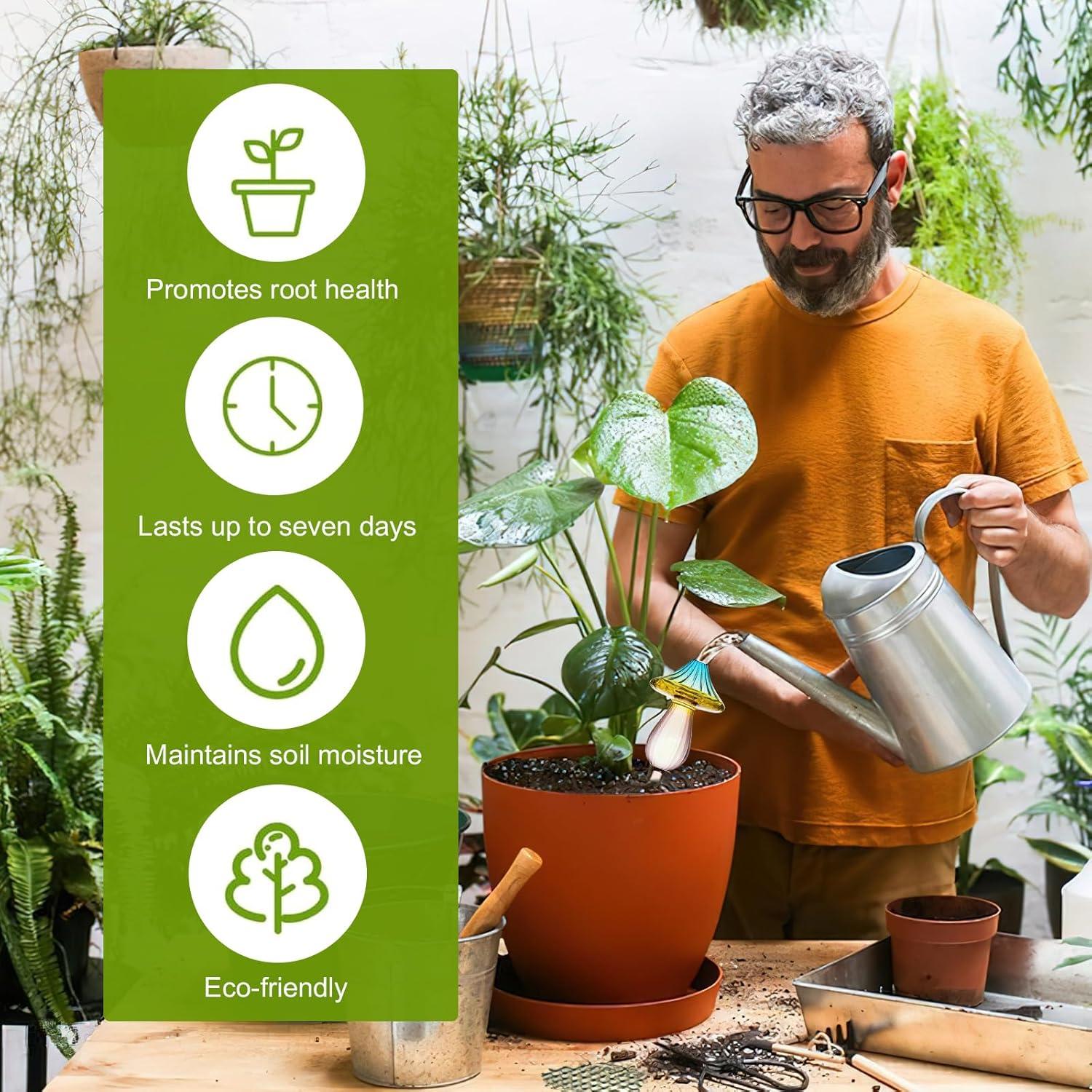 4 Esferas de Riego para Plantas Yzgllnamus de Vidrio Multicolor