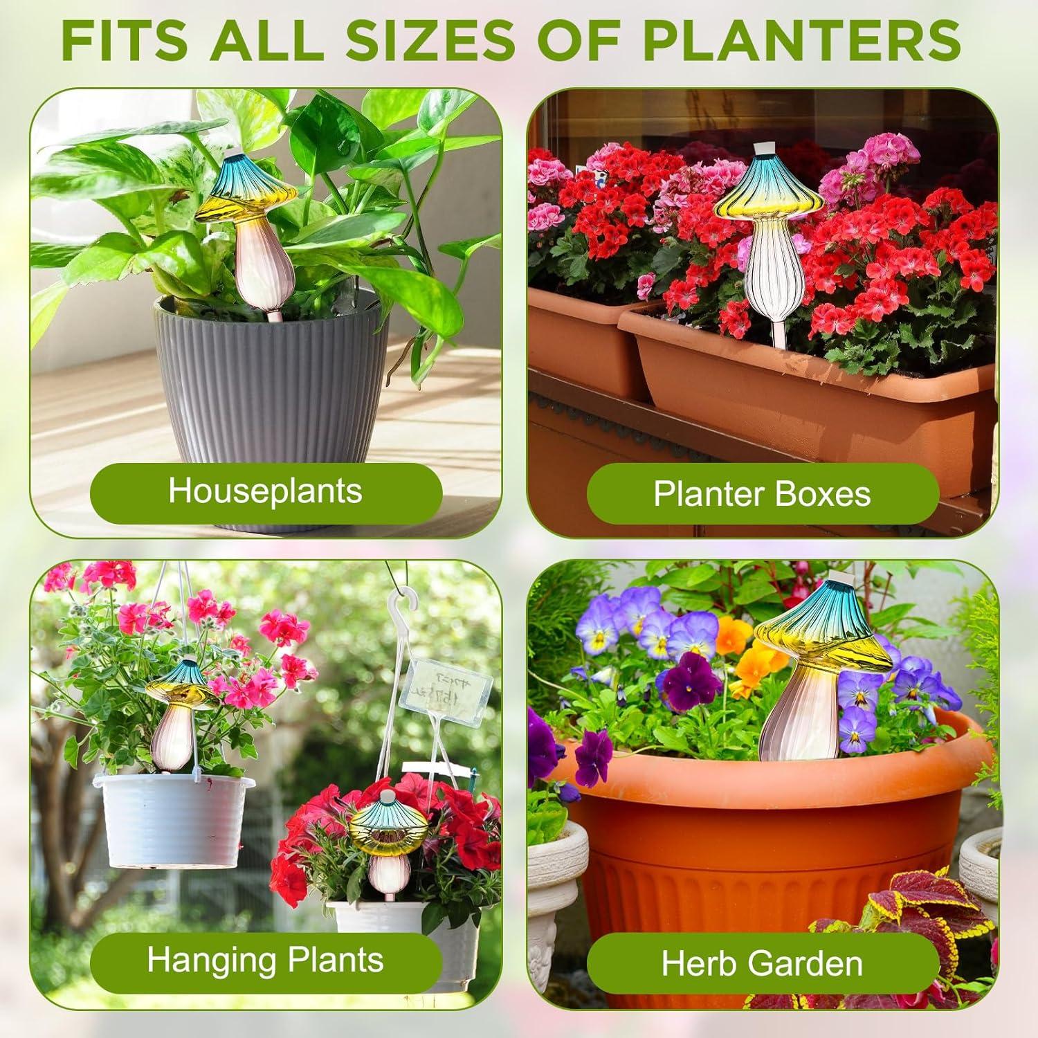 4 Esferas de Riego para Plantas Yzgllnamus de Vidrio Multicolor