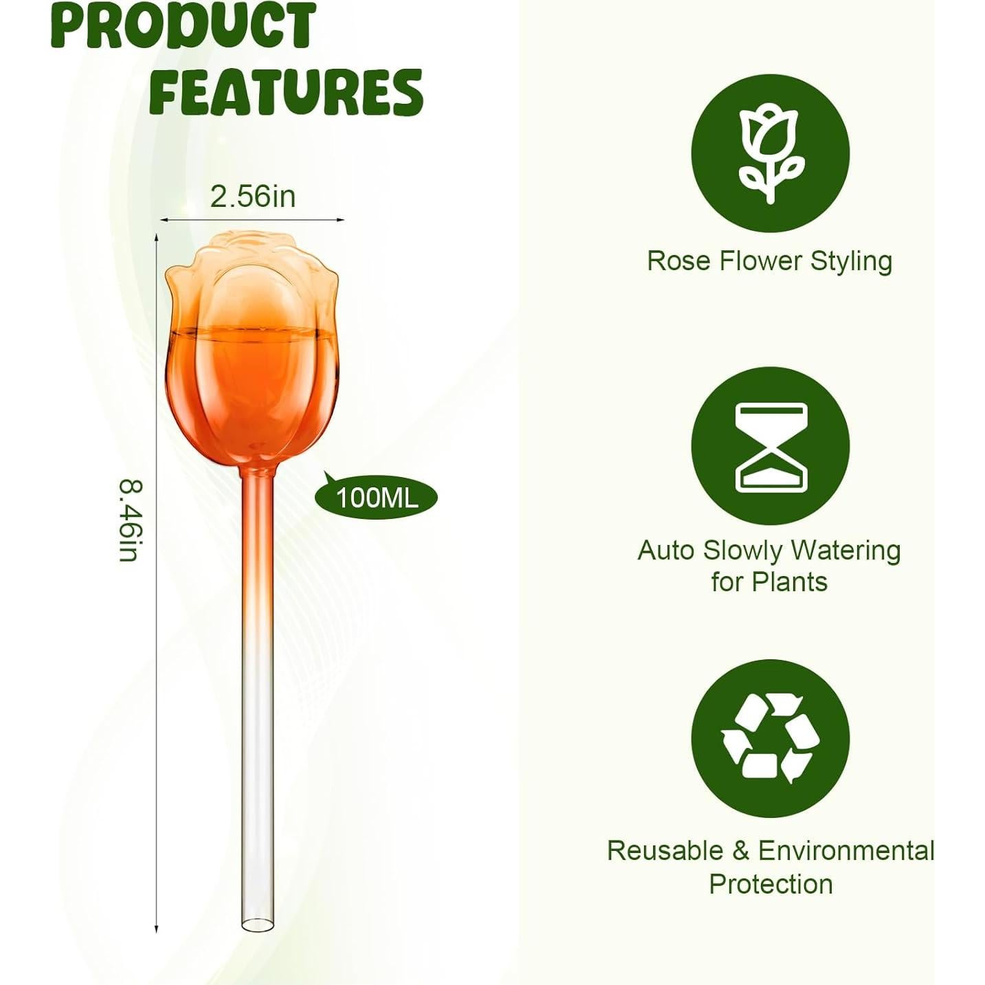 4 Esferas de Riego de Vidrio Iridiscentes 100ml para Plantas