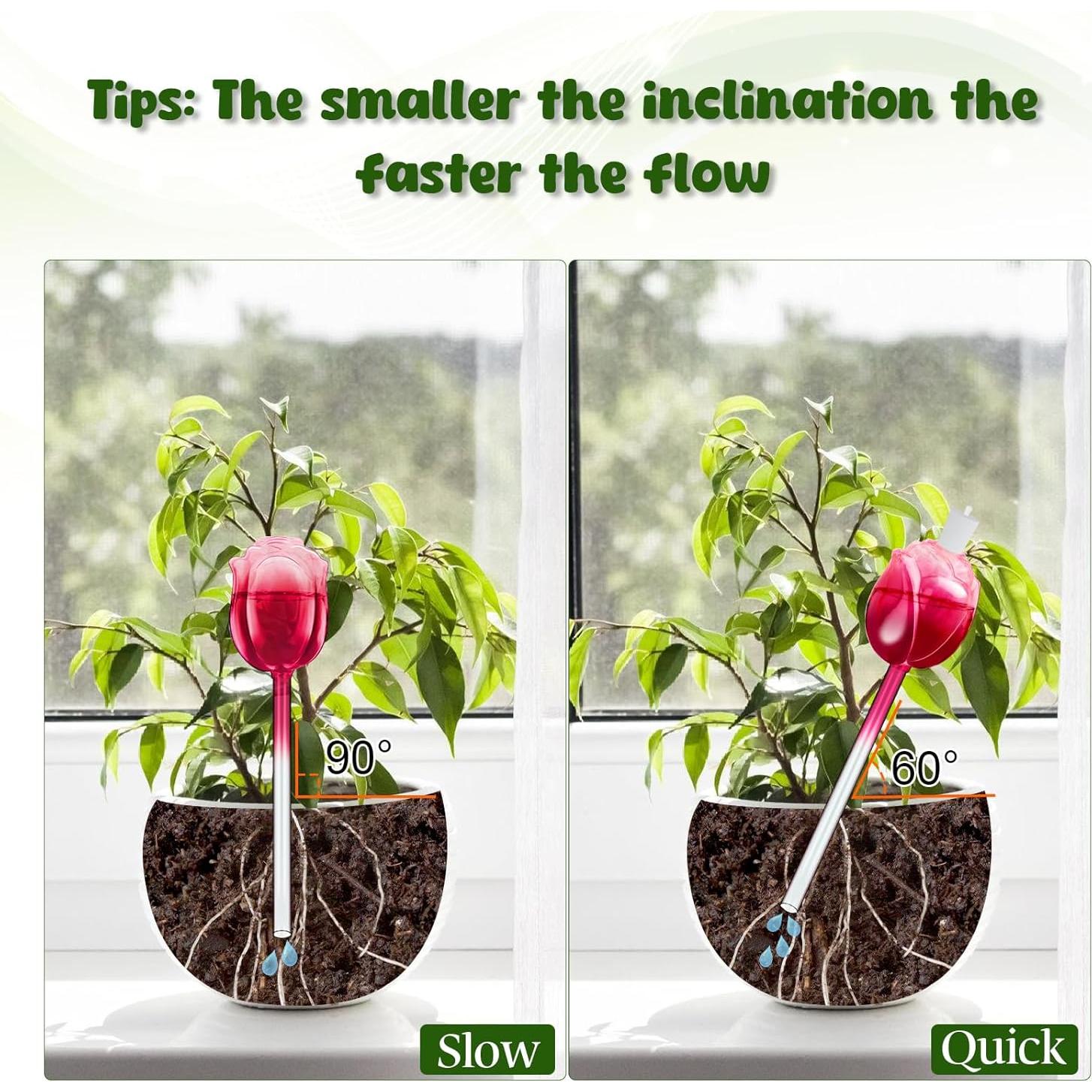 4 Esferas de Riego de Vidrio Iridiscentes 100ml para Plantas